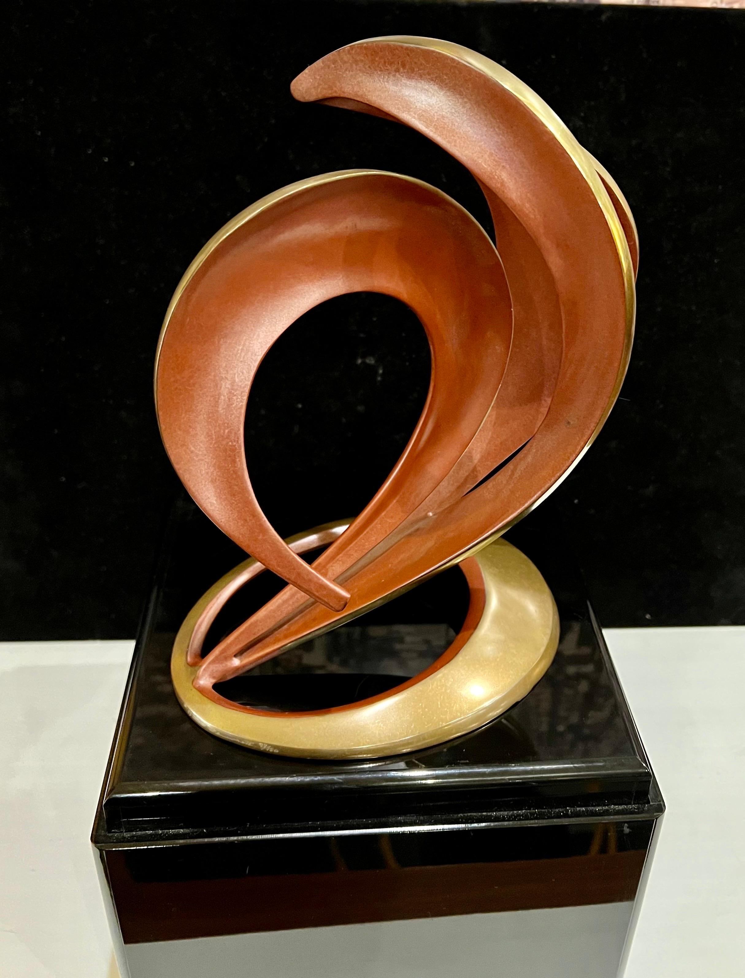 Solid Patinated Bronze Abstract Sculpture by Bob Bennett Signed- Numbered 93/150 For Sale 1