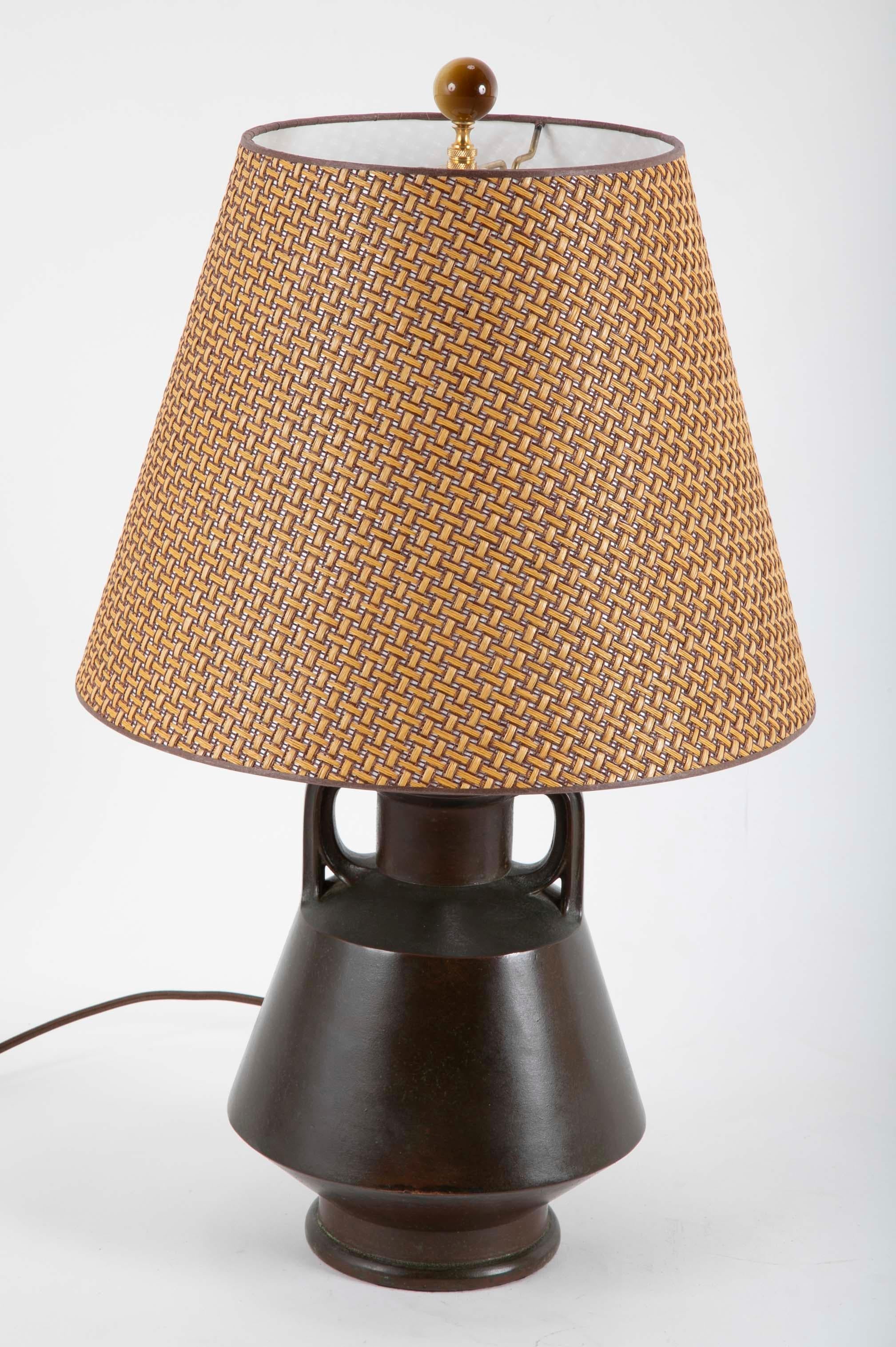 Solid Patinated Bronze Lamp In Good Condition In Stamford, CT