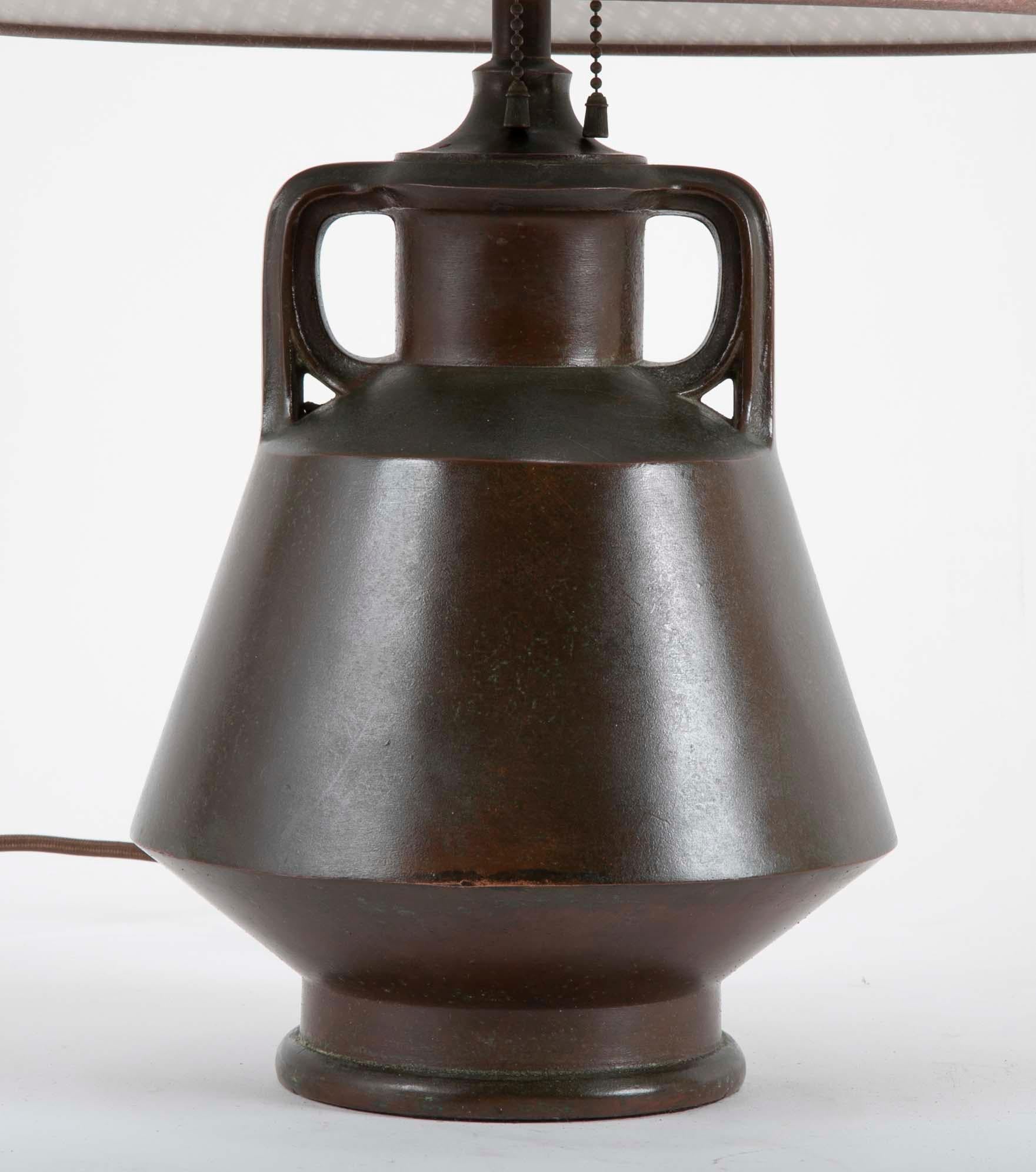 20th Century Solid Patinated Bronze Lamp