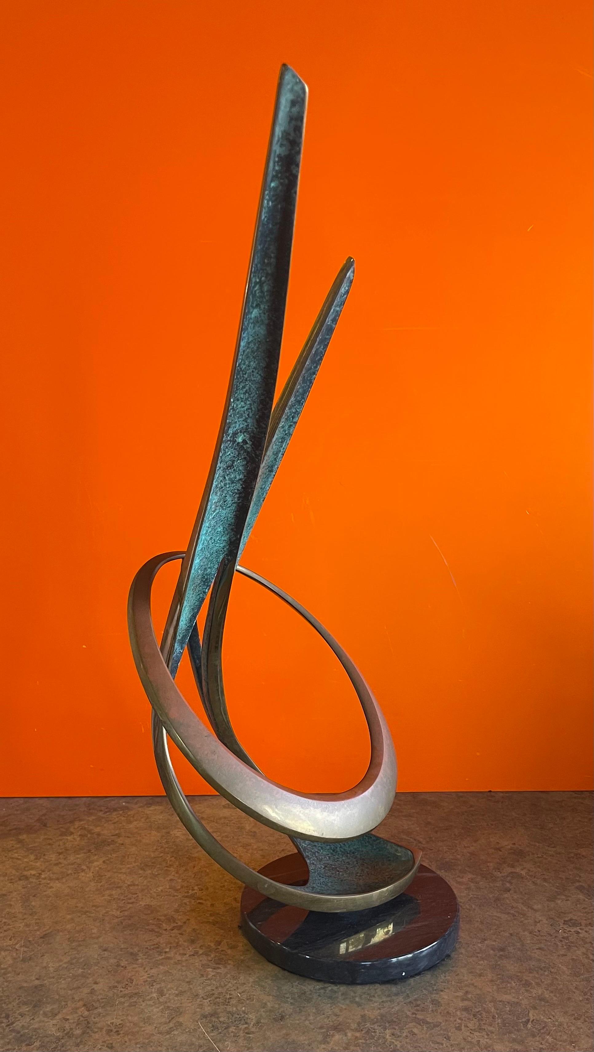 Solid Patinated Bronze Post-Modern Abstract Sculpture by Bob Bennett  For Sale 4