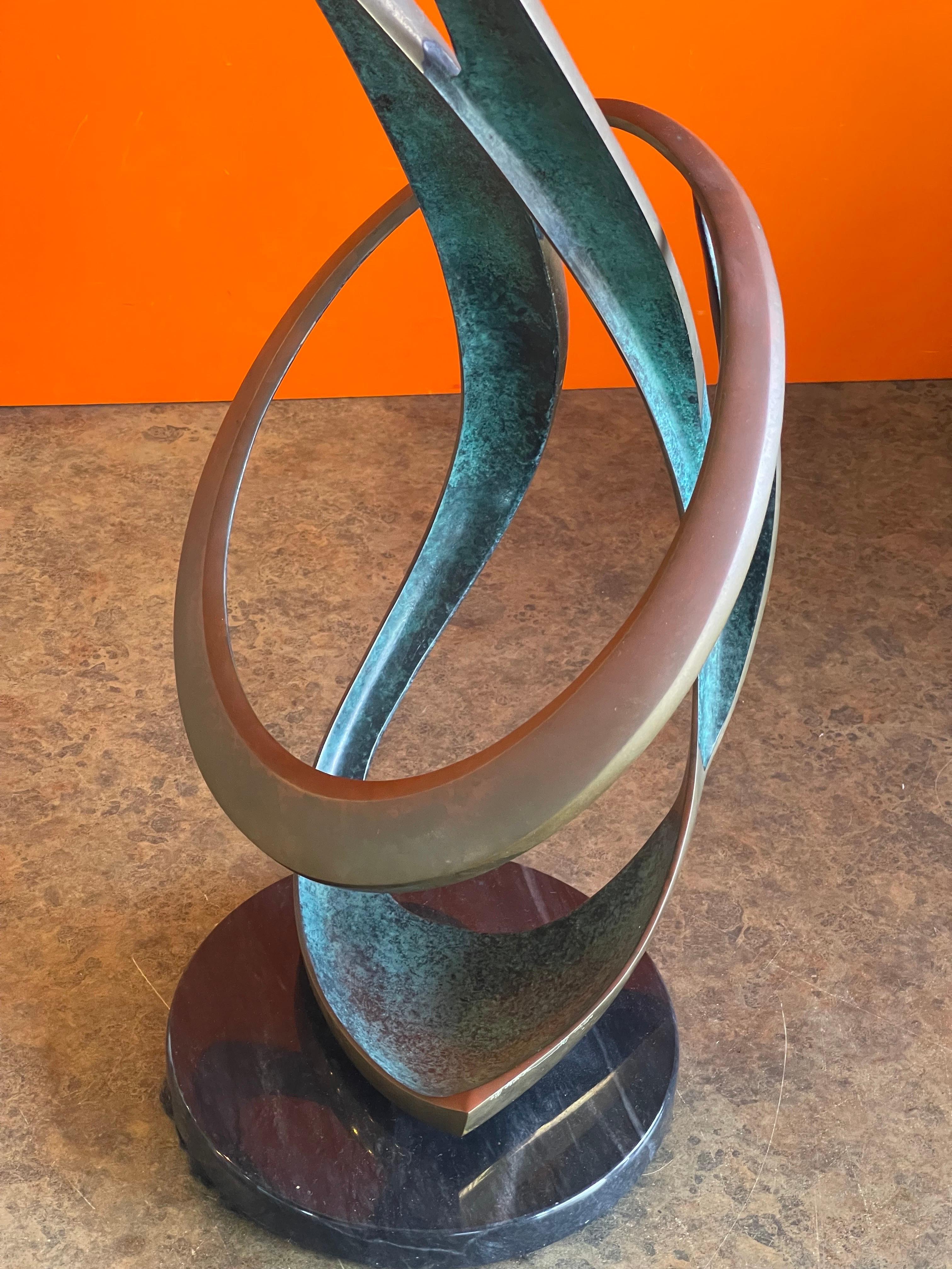 Solid Patinated Bronze Post-Modern Abstract Sculpture by Bob Bennett For Sale 6