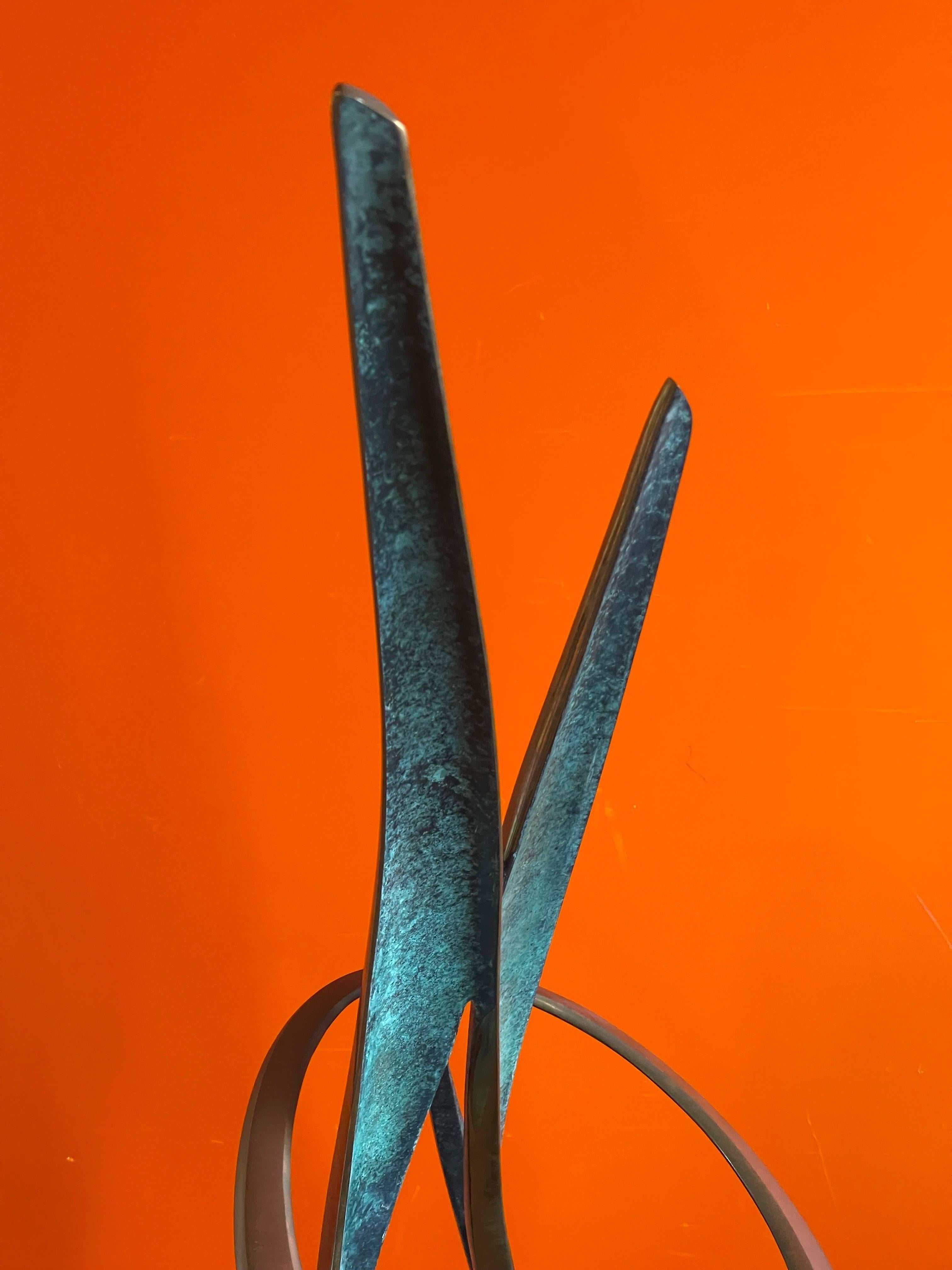 Solid Patinated Bronze Post-Modern Abstract Sculpture by Bob Bennett For Sale 8