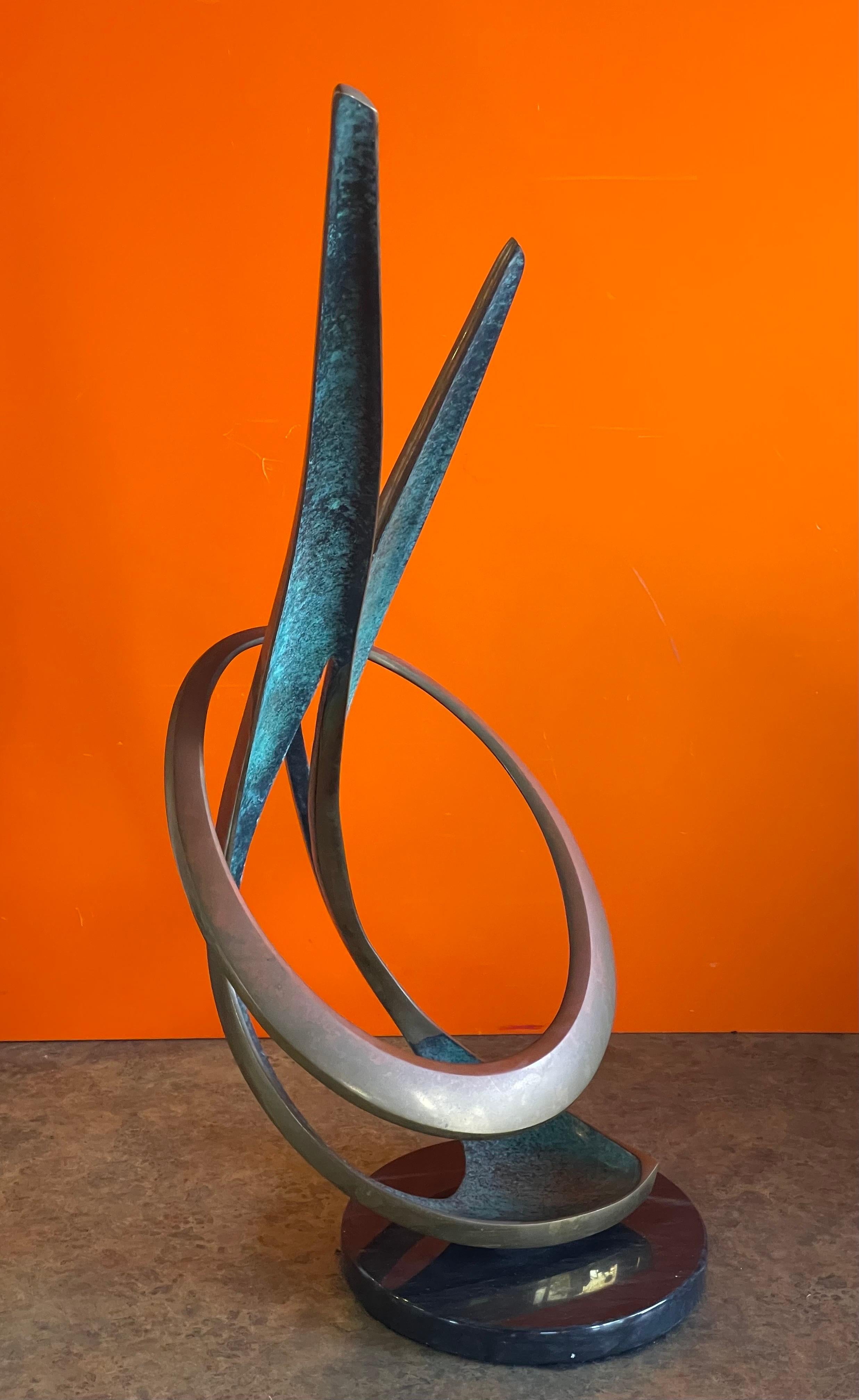 Solid Patinated Bronze Post-Modern Abstract Sculpture by Bob Bennett For Sale 11
