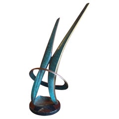 Solid Patinated Bronze Post-Modern Abstract Sculpture by Bob Bennett