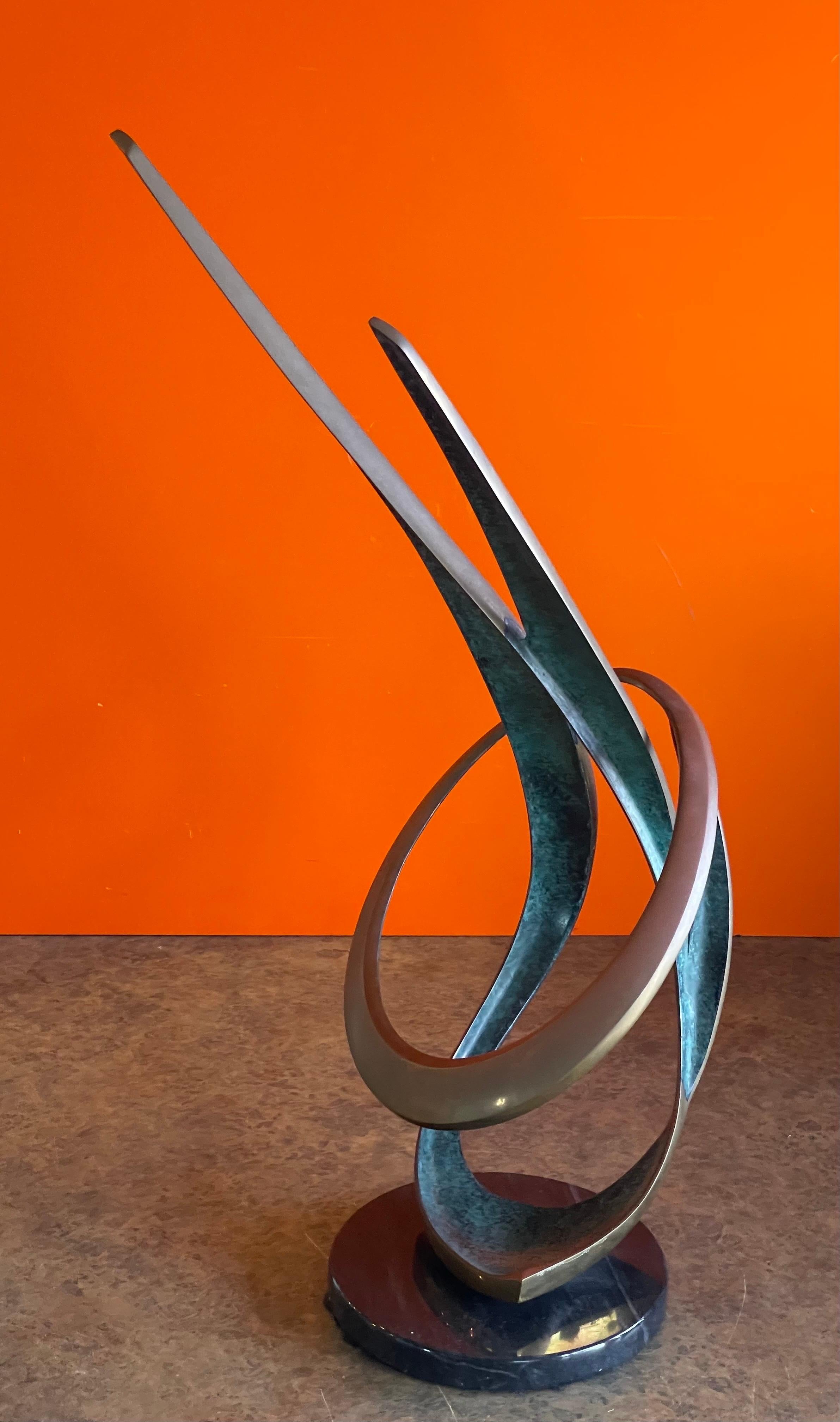 Solid Patinated Bronze Post-Modern Abstract Sculpture by Bob Bennett  In Good Condition For Sale In San Diego, CA