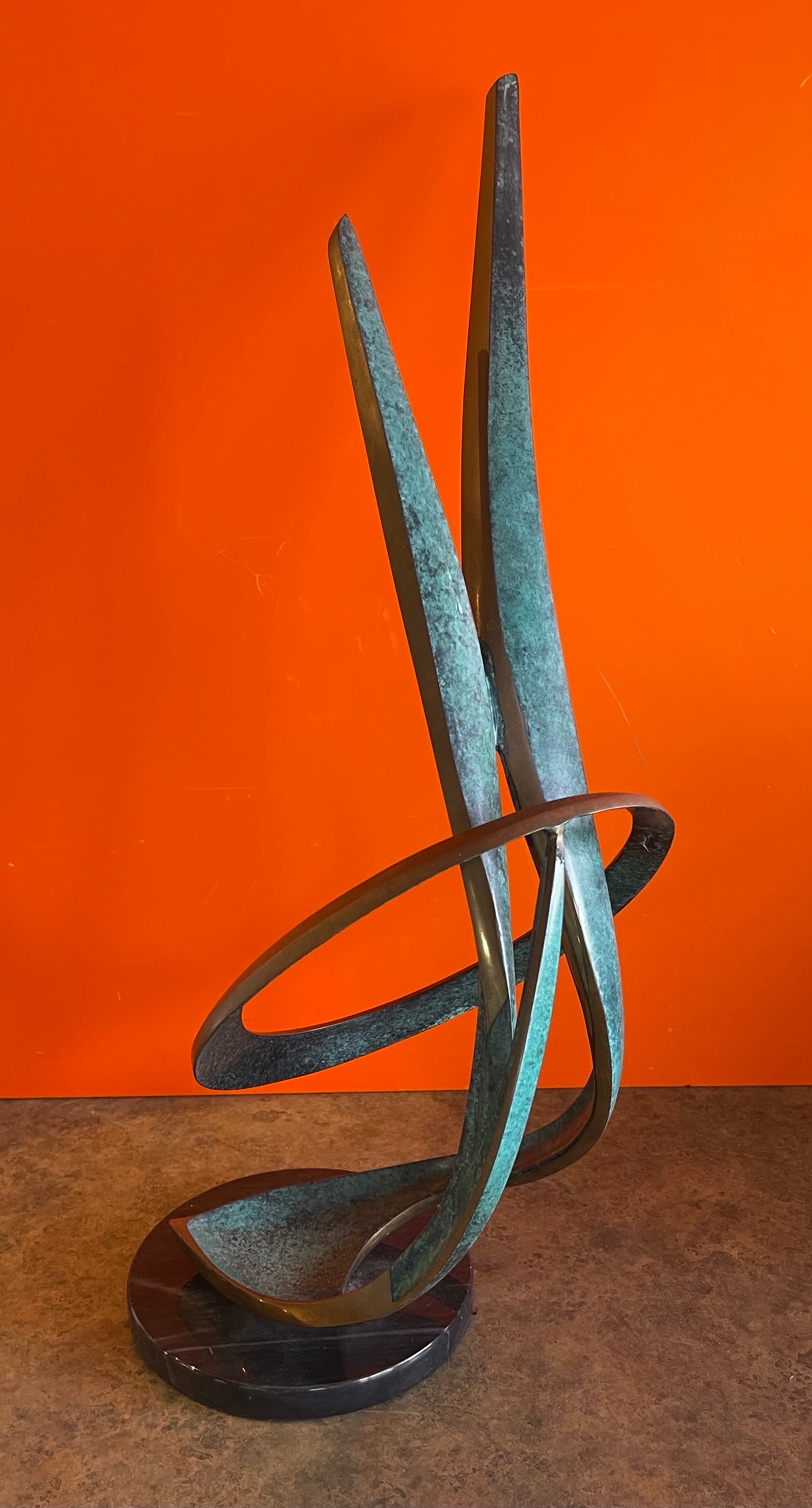 20th Century Solid Patinated Bronze Post-Modern Abstract Sculpture by Bob Bennett For Sale