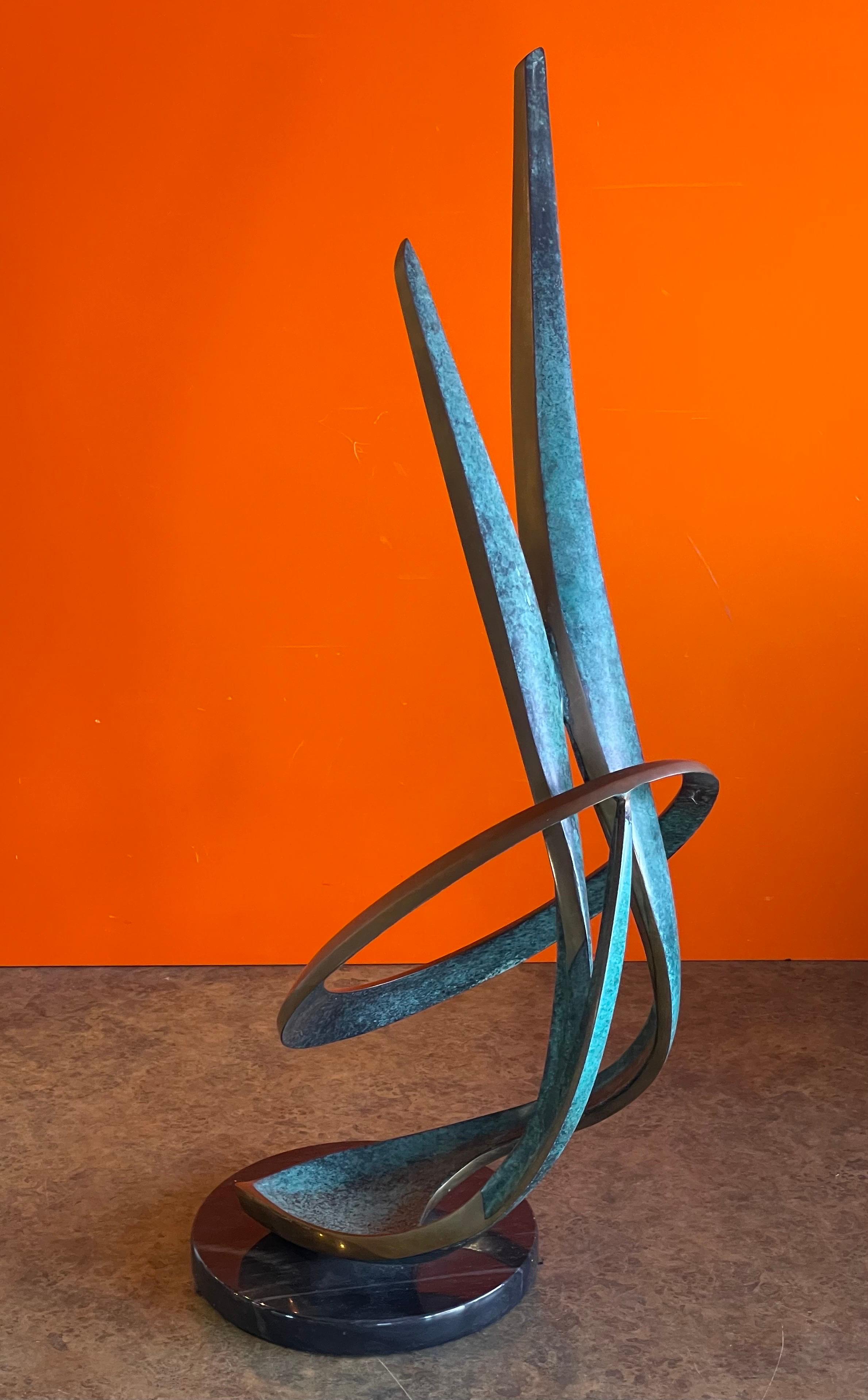 Marble Solid Patinated Bronze Post-Modern Abstract Sculpture by Bob Bennett  For Sale