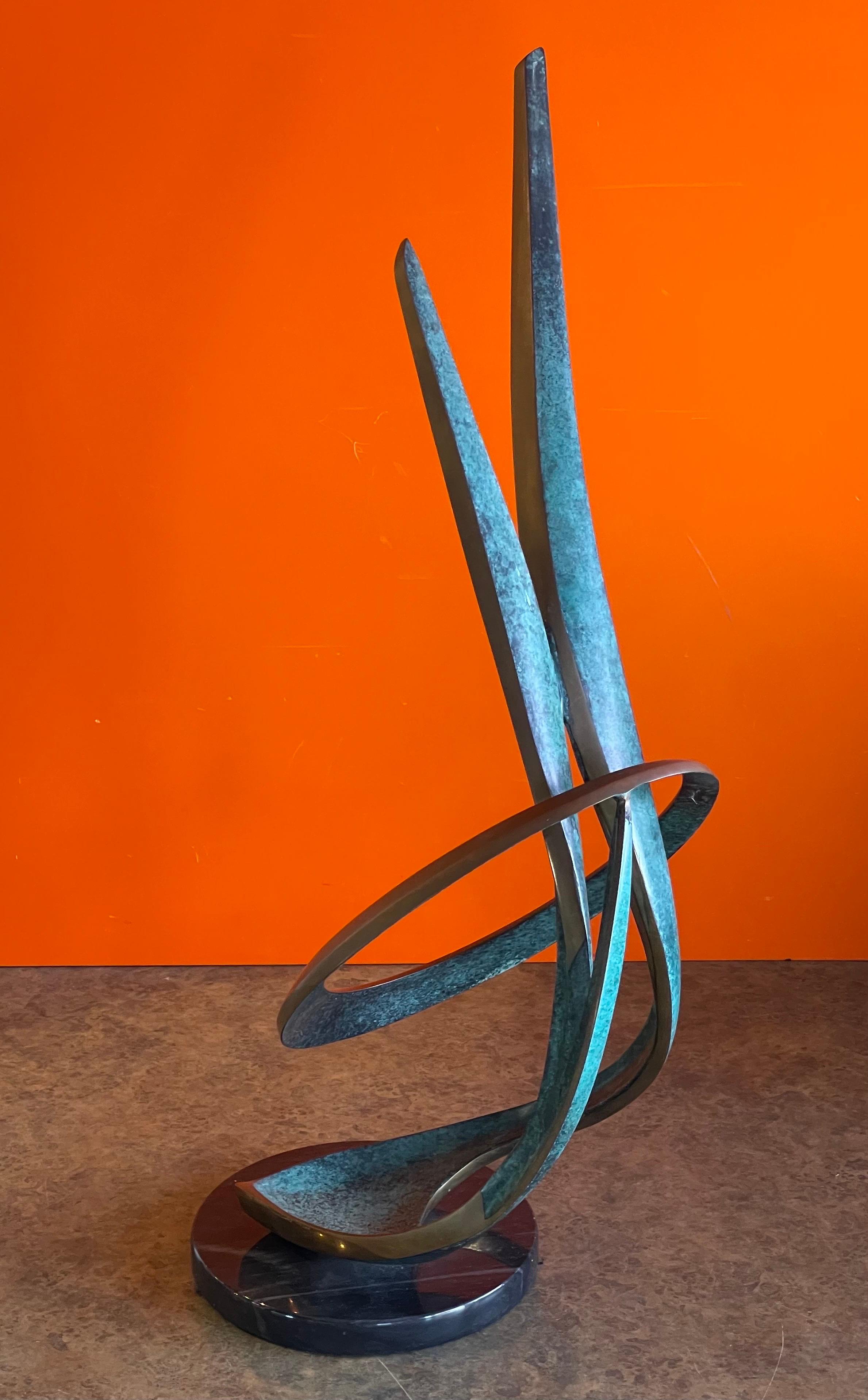Solid Patinated Bronze Post-Modern Abstract Sculpture by Bob Bennett For Sale 1