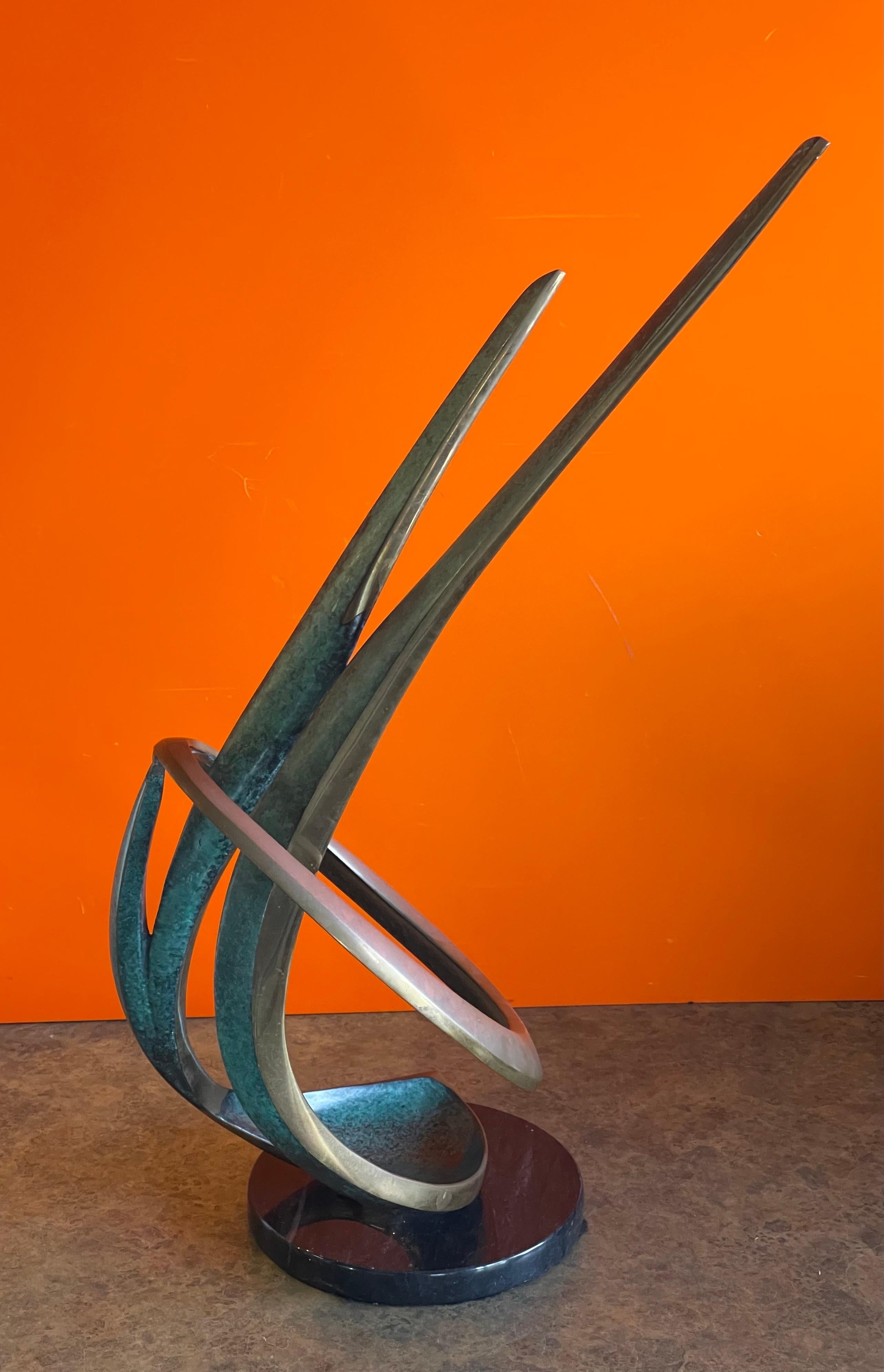 Solid Patinated Bronze Post-Modern Abstract Sculpture by Bob Bennett  For Sale 1