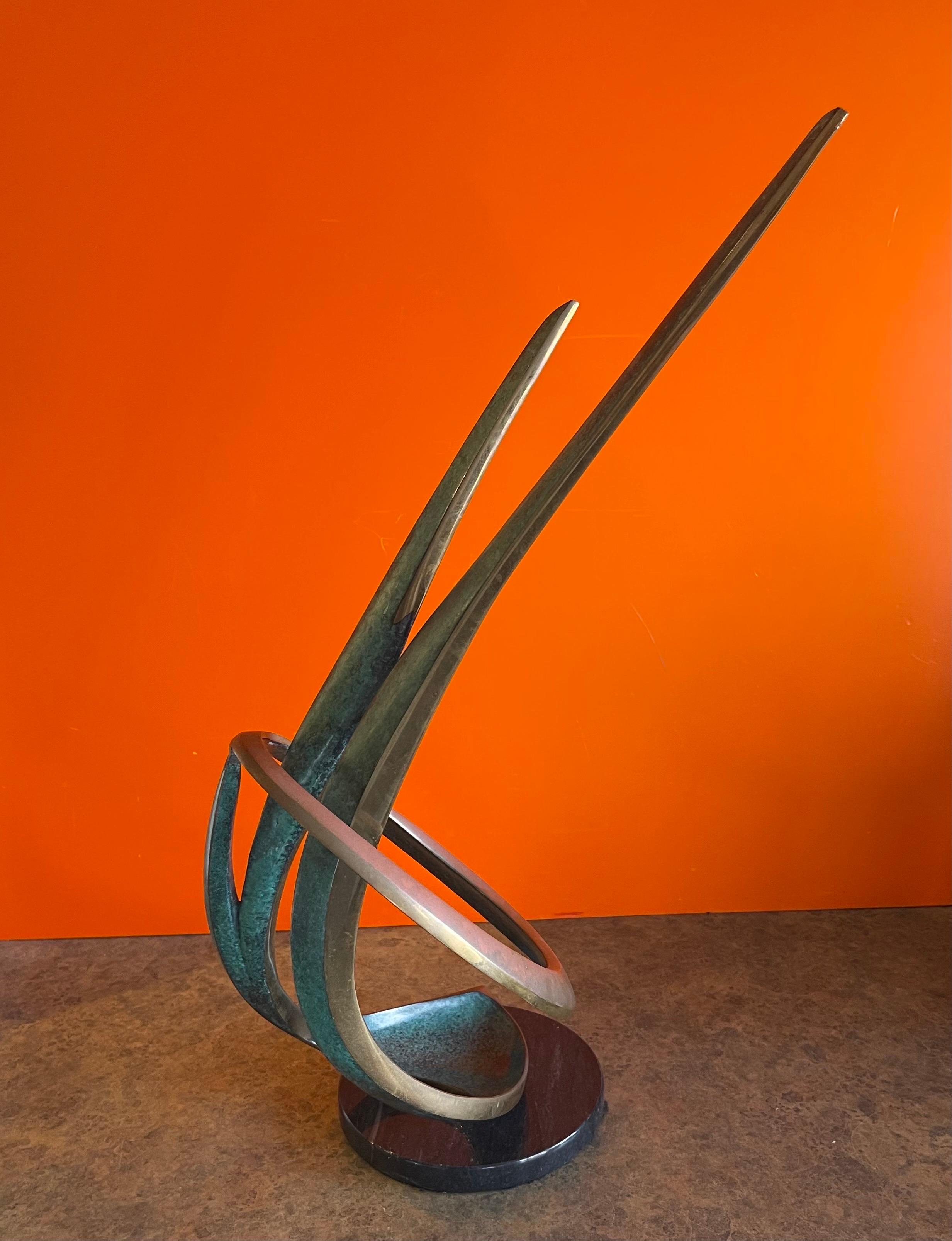 Solid Patinated Bronze Post-Modern Abstract Sculpture by Bob Bennett  For Sale 2