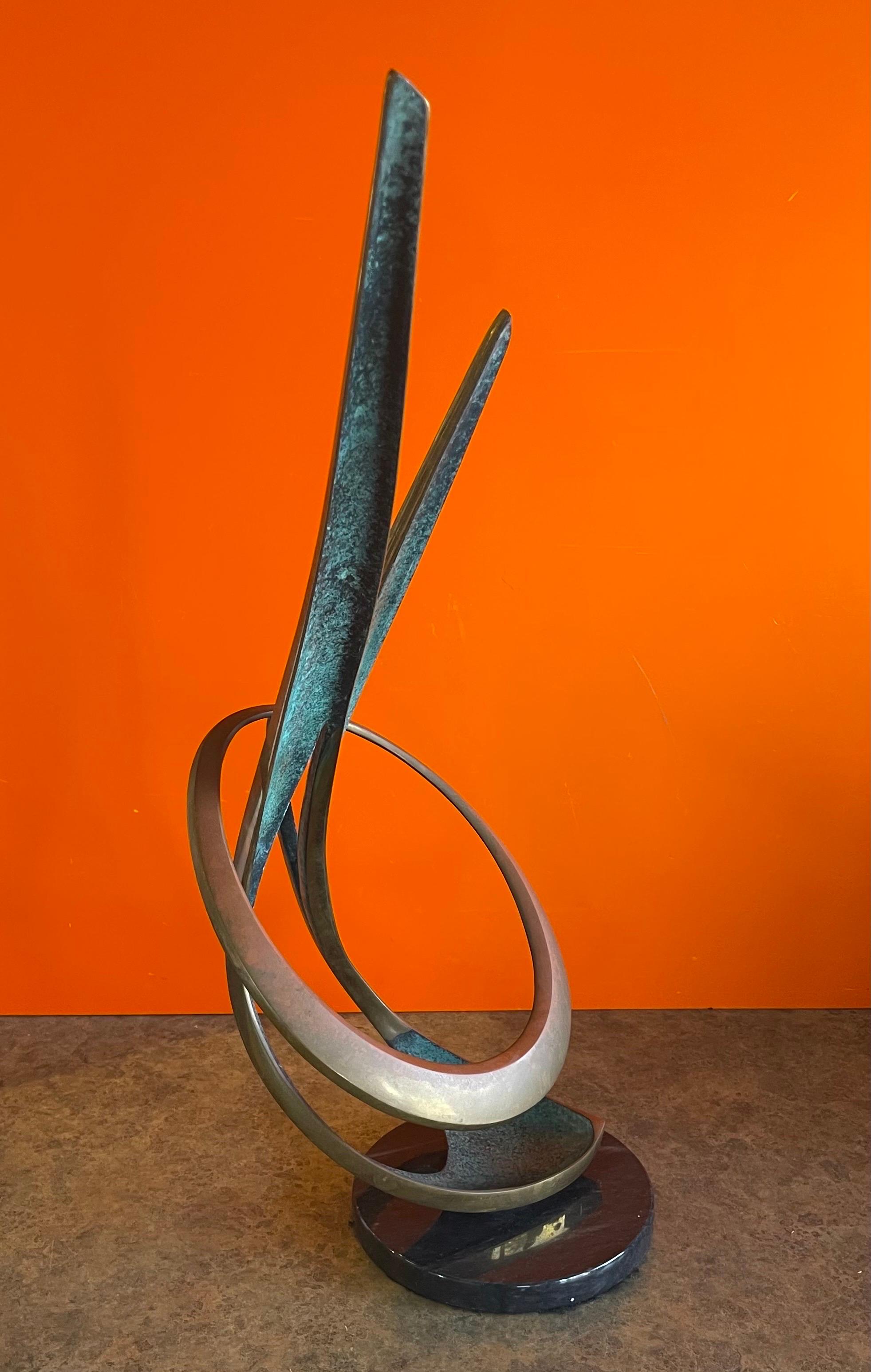 Solid Patinated Bronze Post-Modern Abstract Sculpture by Bob Bennett  For Sale 3