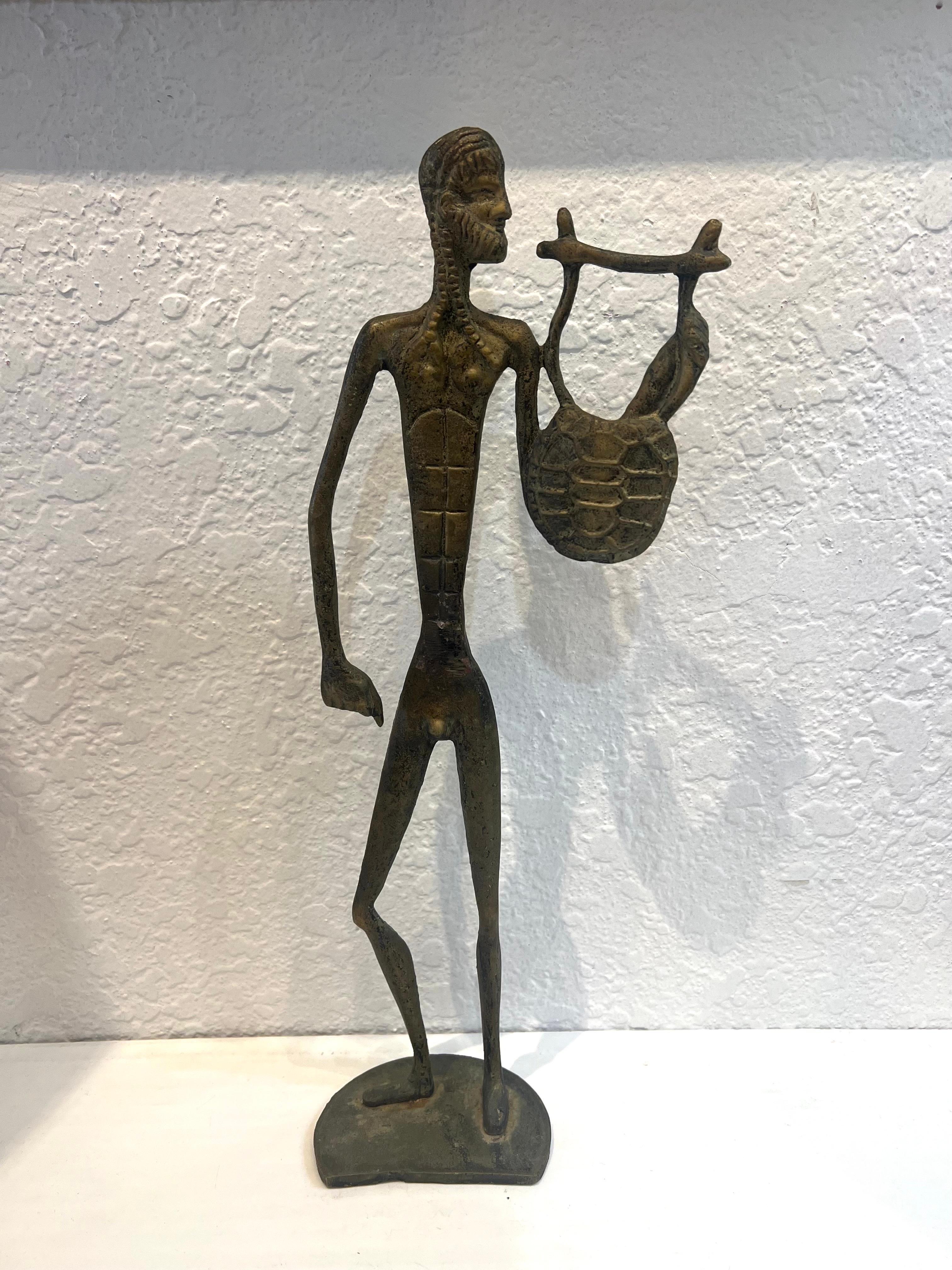 Escultura de Bronce Patinado Macizo Estatua Masculina Desnuda Orfeo Griego en venta 1