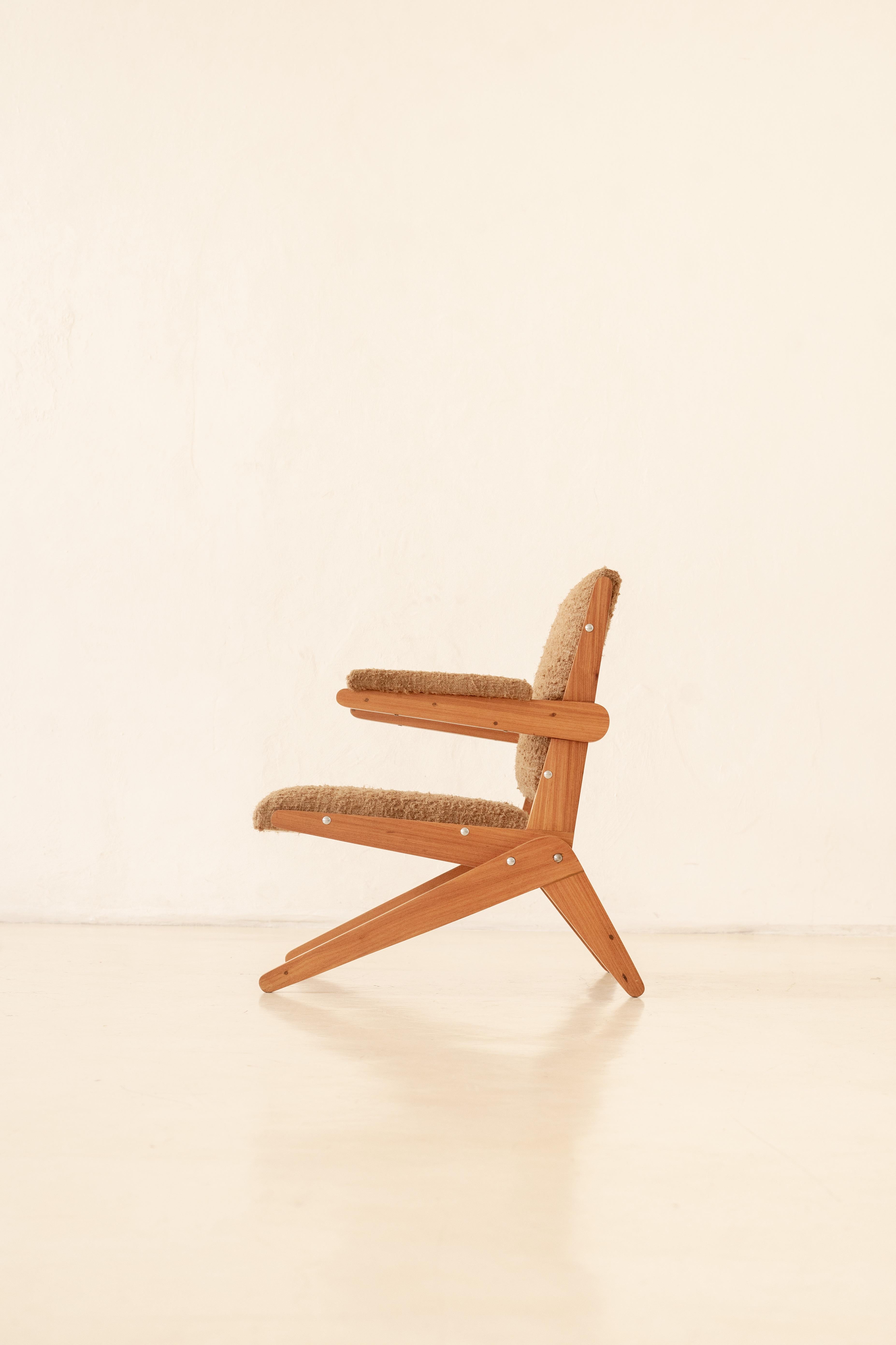 Fabric Solid Pau Marfim Armchair, 1950s, Brazilian Mid-century Modern For Sale
