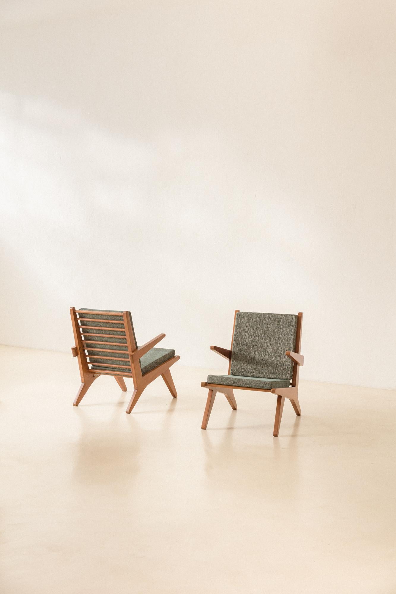 Fabric Solid Pau Marfim Armchair, 1950s, Brazilian Mid-century Modern For Sale