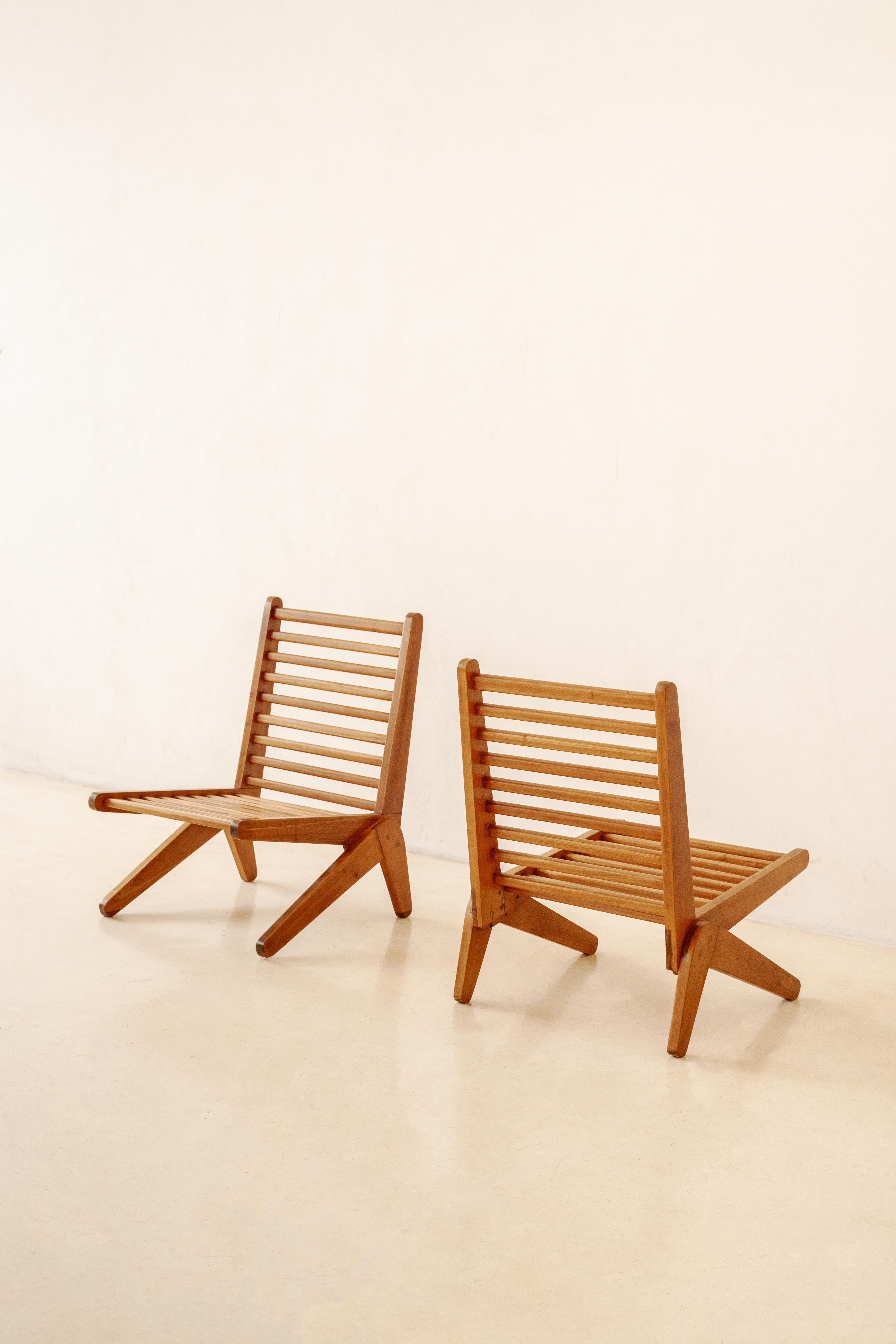 Solid Pau Marfim Lounge chairs, Unknown, 1950s, Brazilian Mid-century Modern For Sale 9
