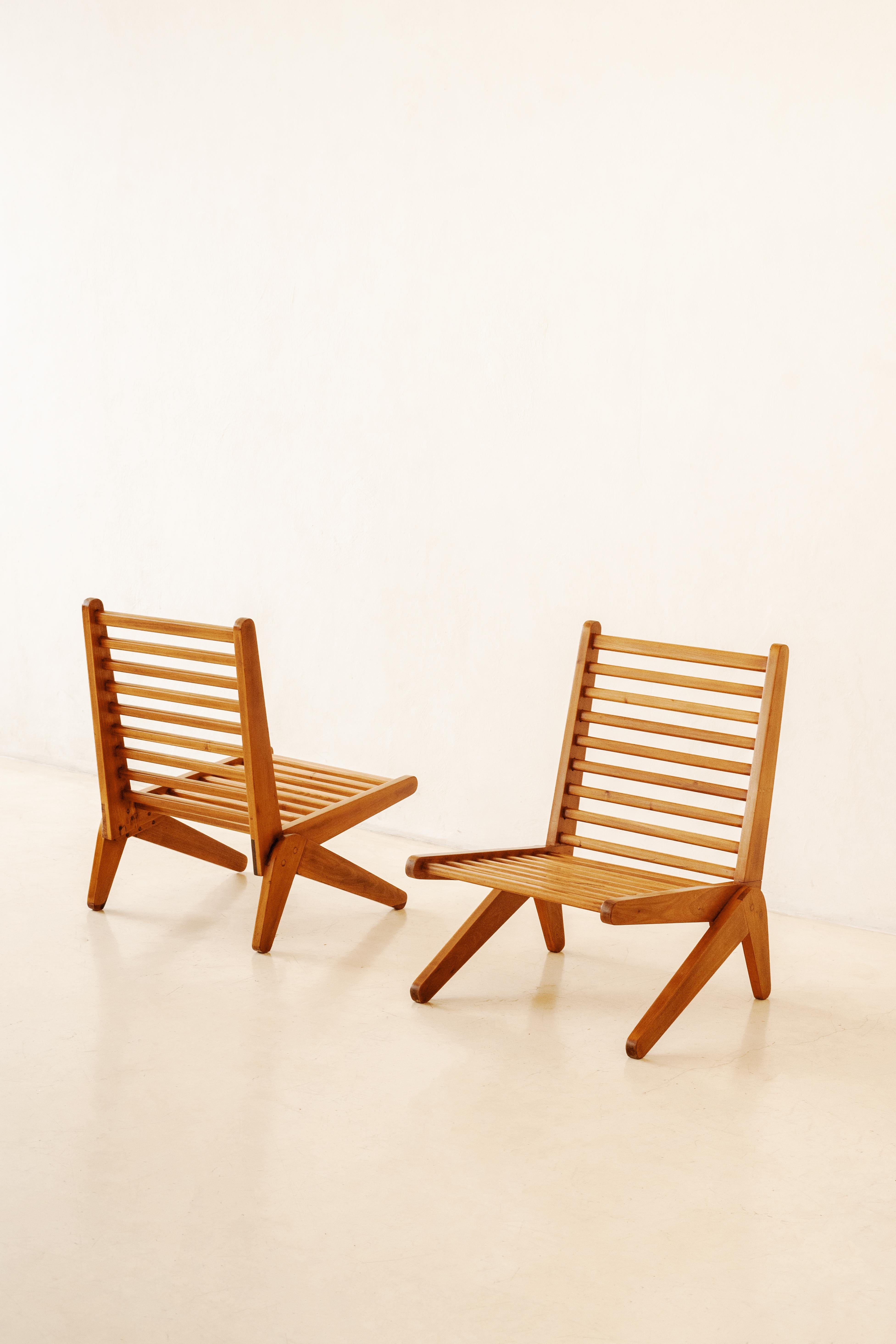 Solid Pau Marfim Lounge chairs, Unknown, 1950s, Brazilian Mid-century Modern For Sale 10