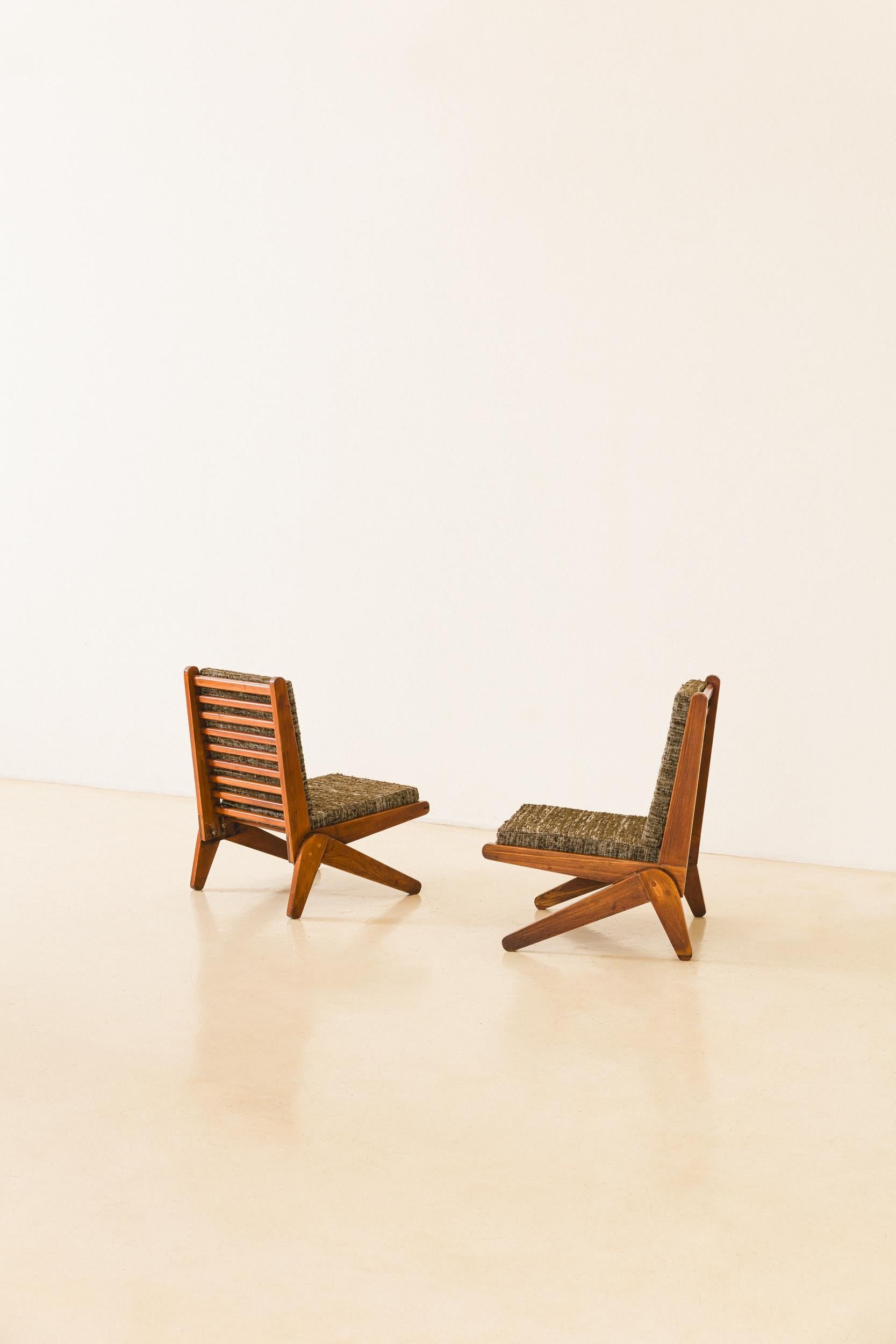 Mid-Century Modern Solid Pau Marfim Lounge chairs, Unknown, 1950s, Brazilian Mid-century Modern For Sale