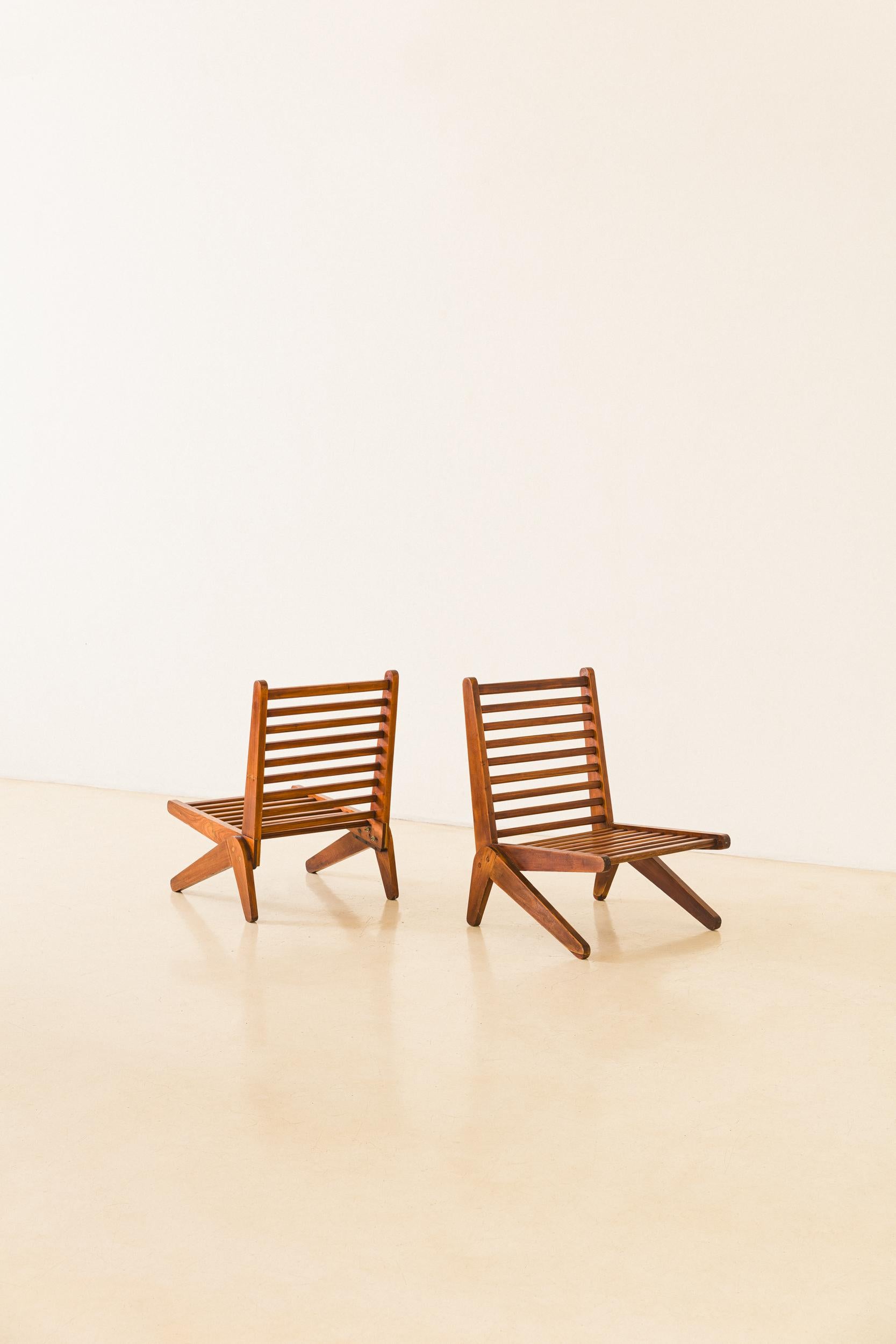 Mid-20th Century Solid Pau Marfim Lounge chairs, Unknown, 1950s, Brazilian Mid-century Modern For Sale