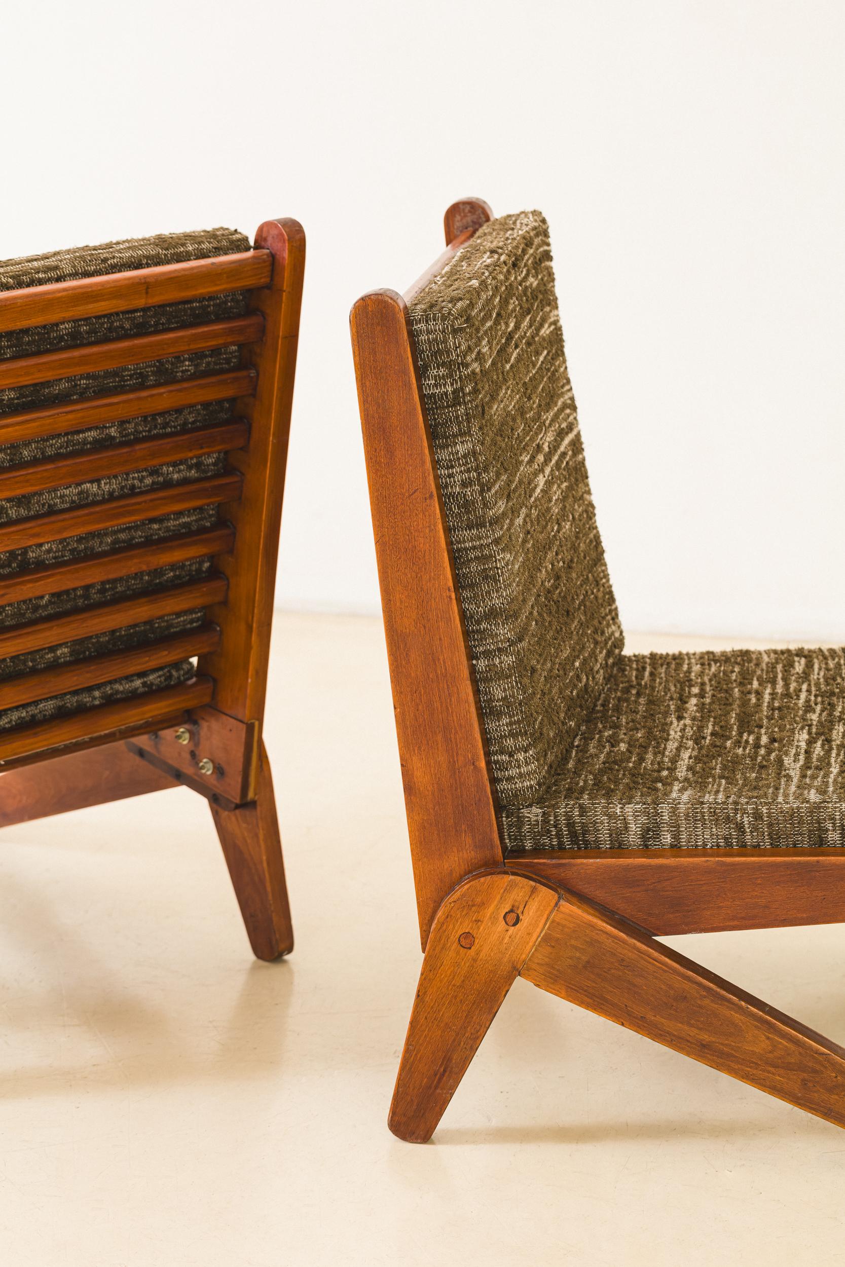 Solid Pau Marfim Lounge chairs, Unknown, 1950s, Brazilian Mid-century Modern For Sale 1