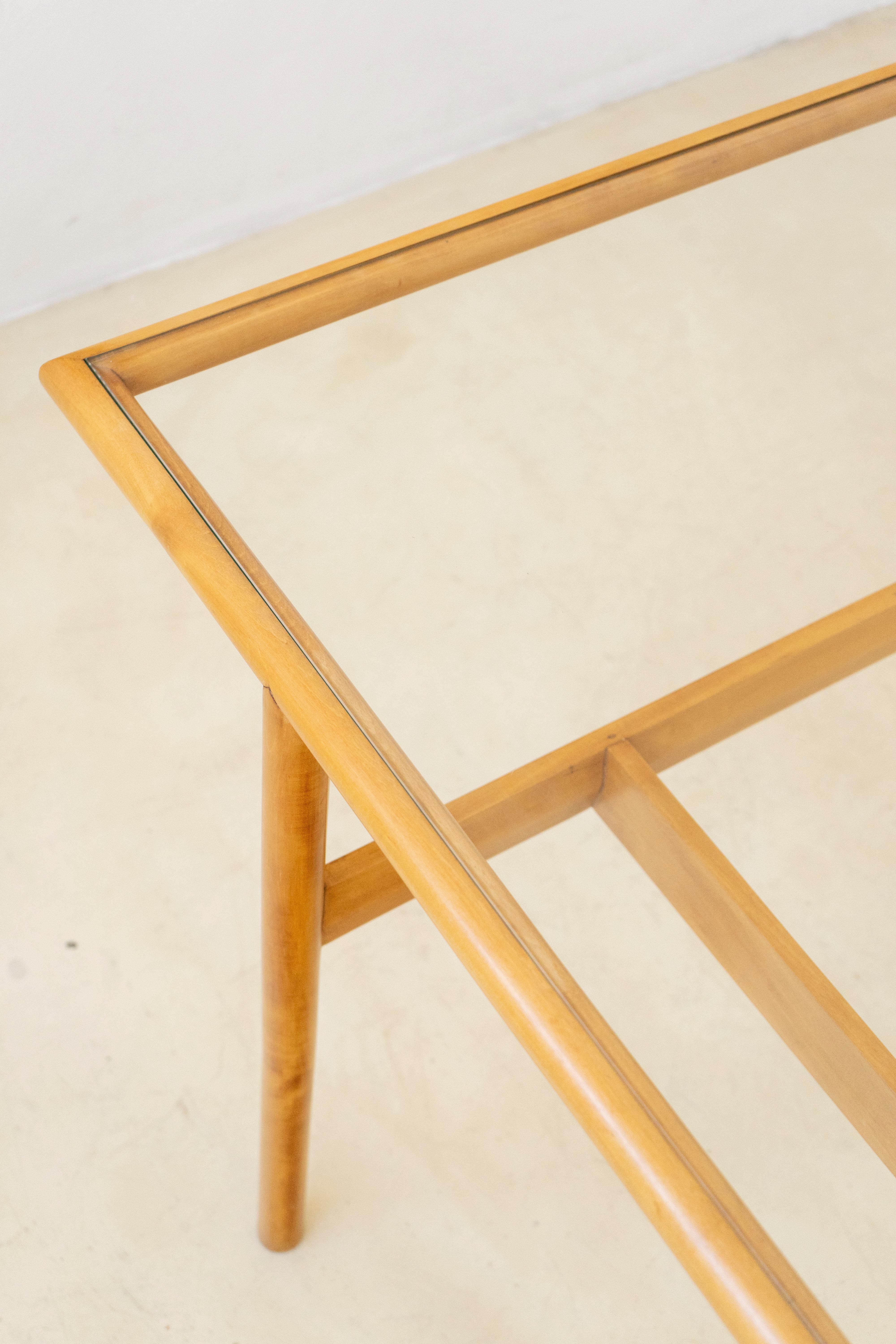 Estruturaler Tisch aus massivem Pau-Marfim-Holz von Joaquim Tenreiro, brasilianisches Design (Glas) im Angebot