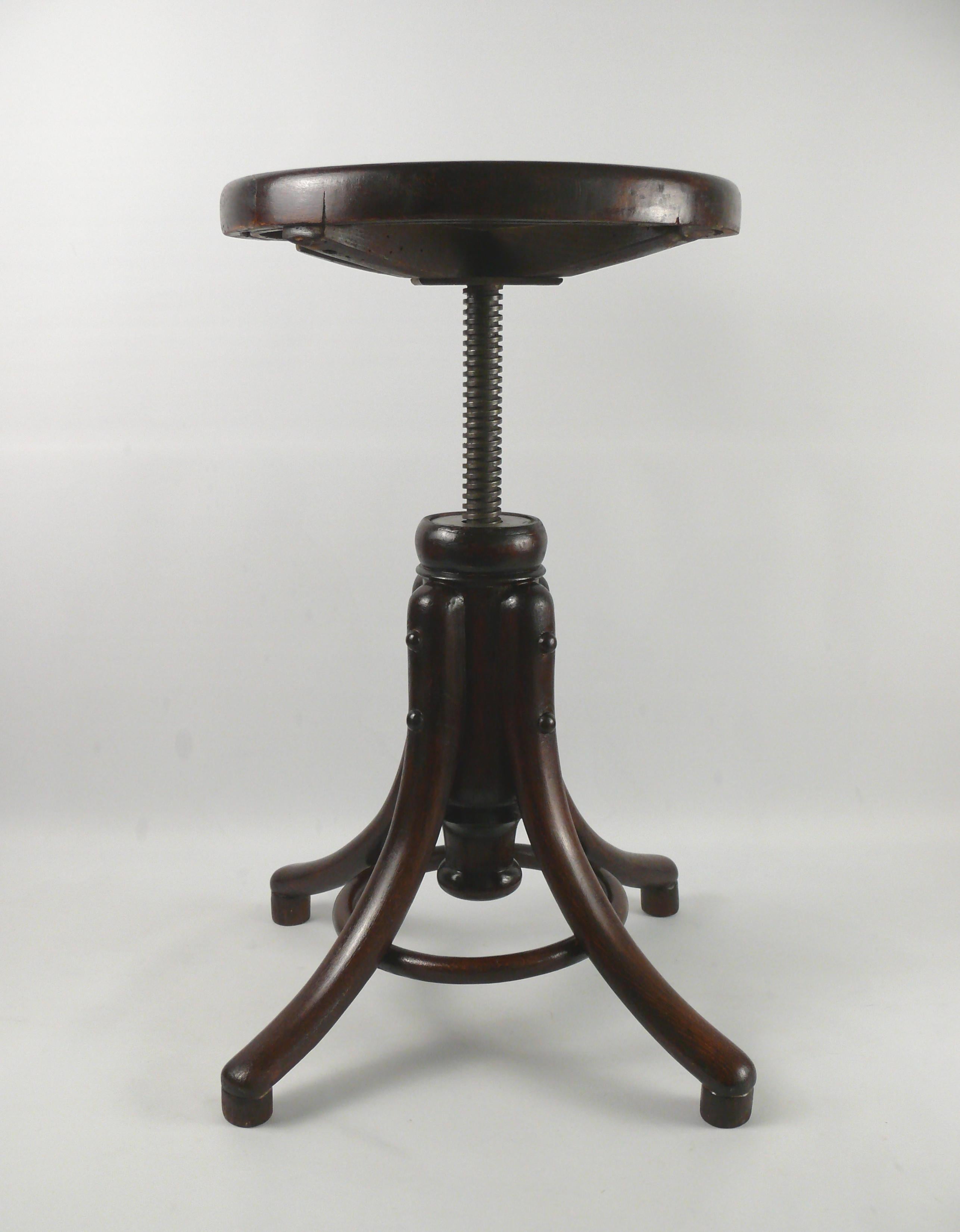 German Solid Piano Stool, Early 20th Century
