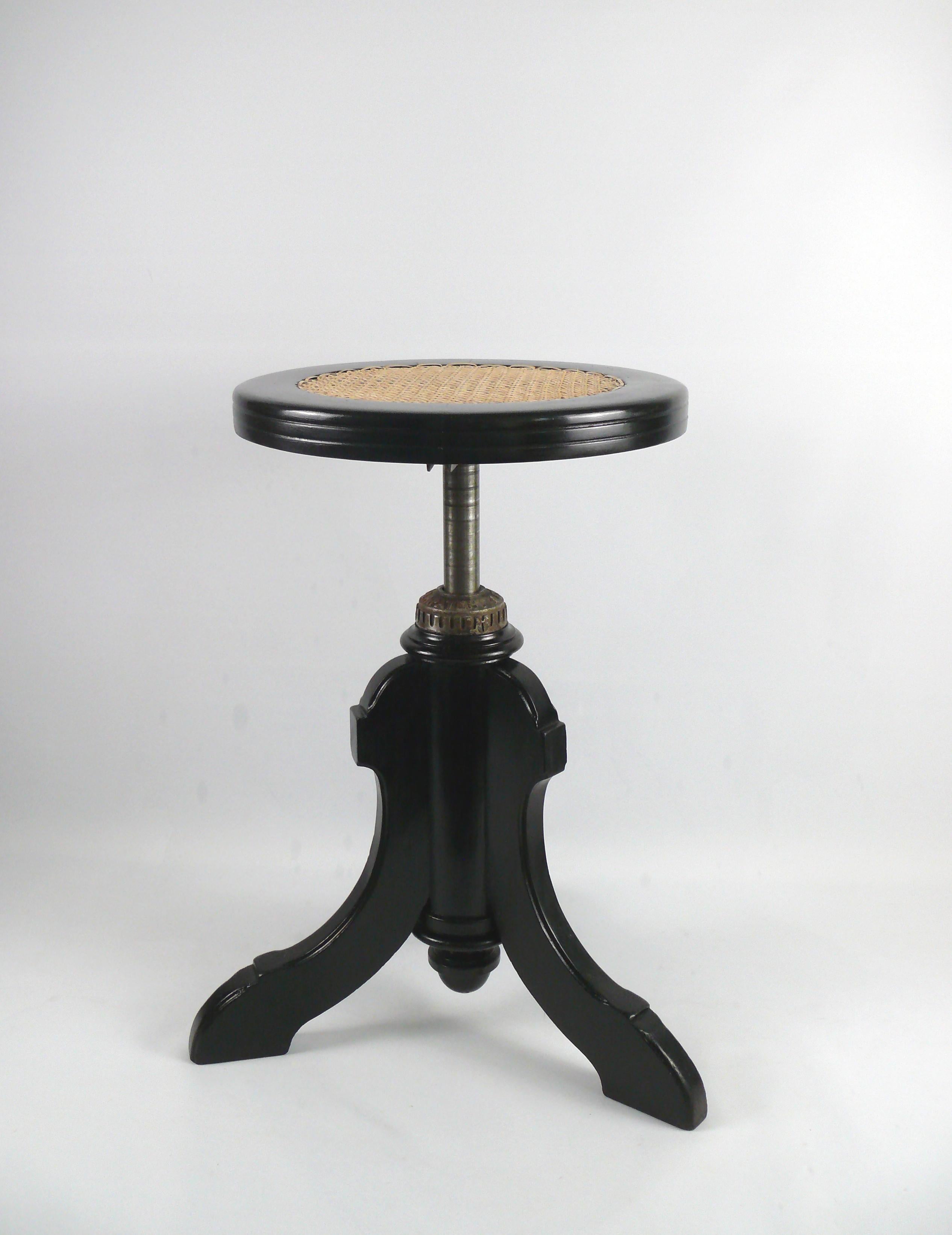 Art Nouveau Solid Piano Stool, Early 20th Century, Restaured For Sale