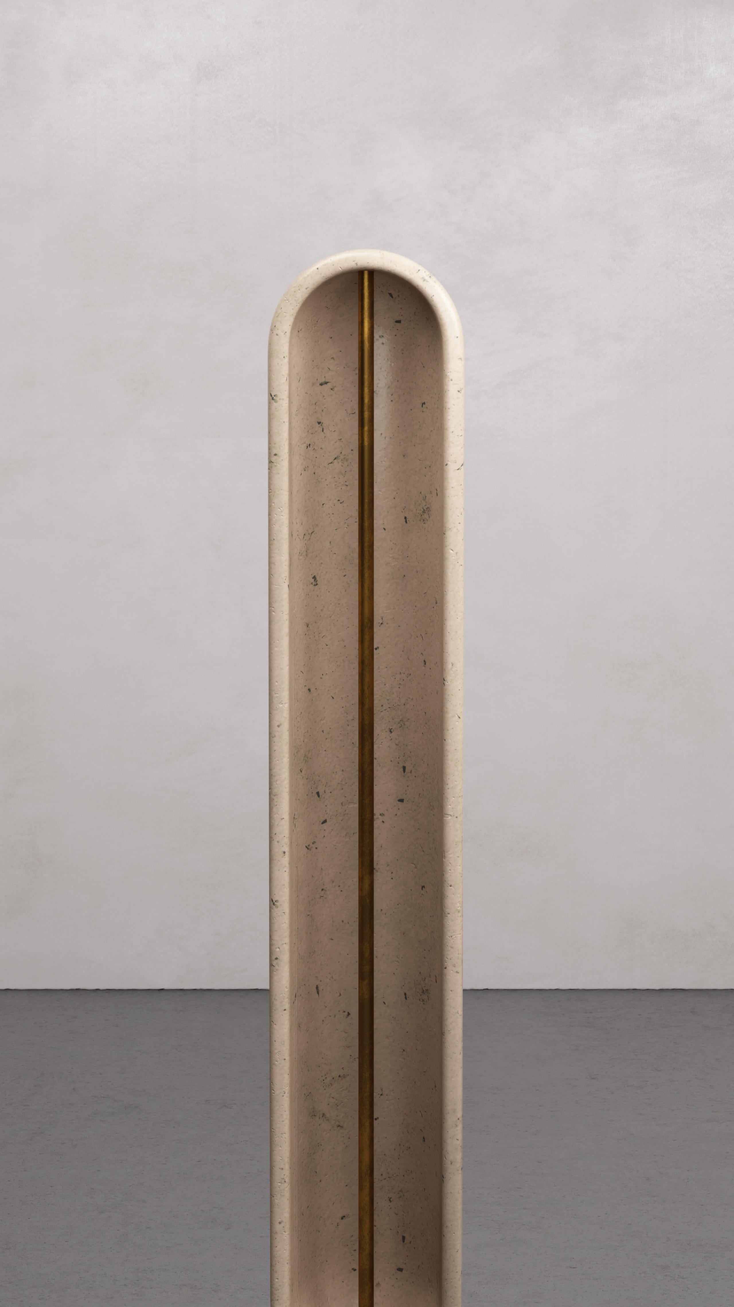 Contemporary Solid Pietra Di Medicis & Brass Emersion Floorlamp by Arthur Vallin For Sale