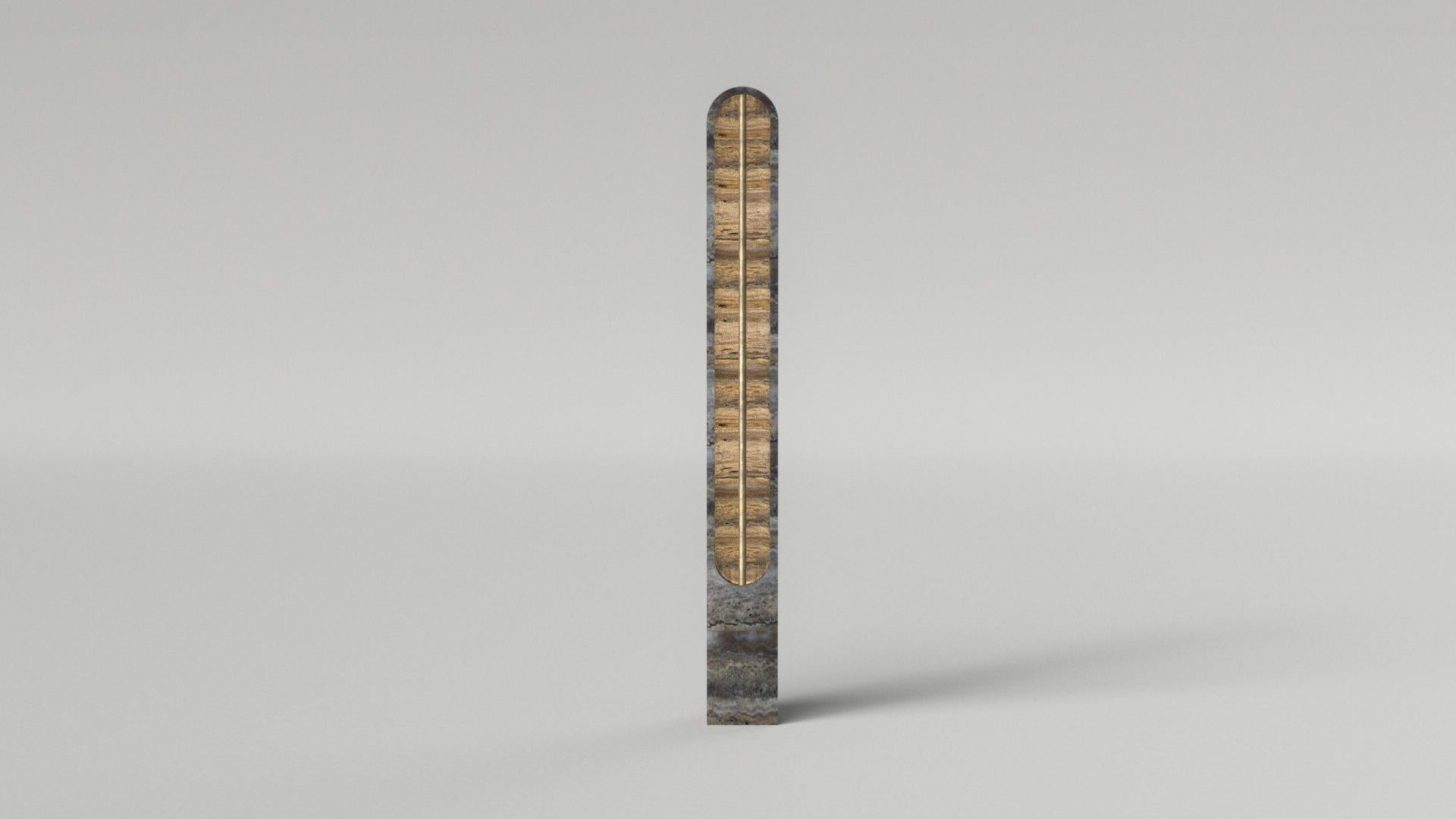 Lámpara de pie Emersion II de Pietra Di Medicis maciza y latón by Arthur Vallin Italiano en venta