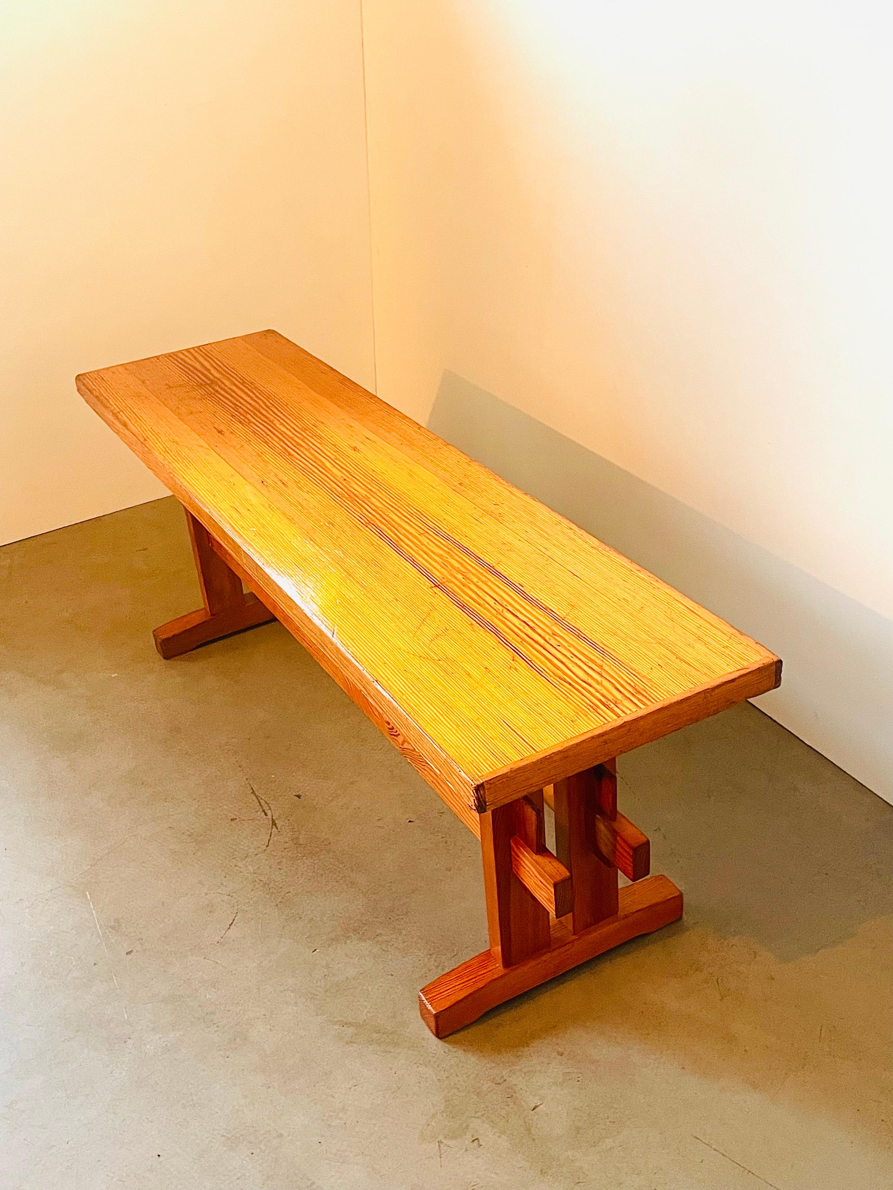 Mid-Century Modern Solid Pine Bench  For Sale