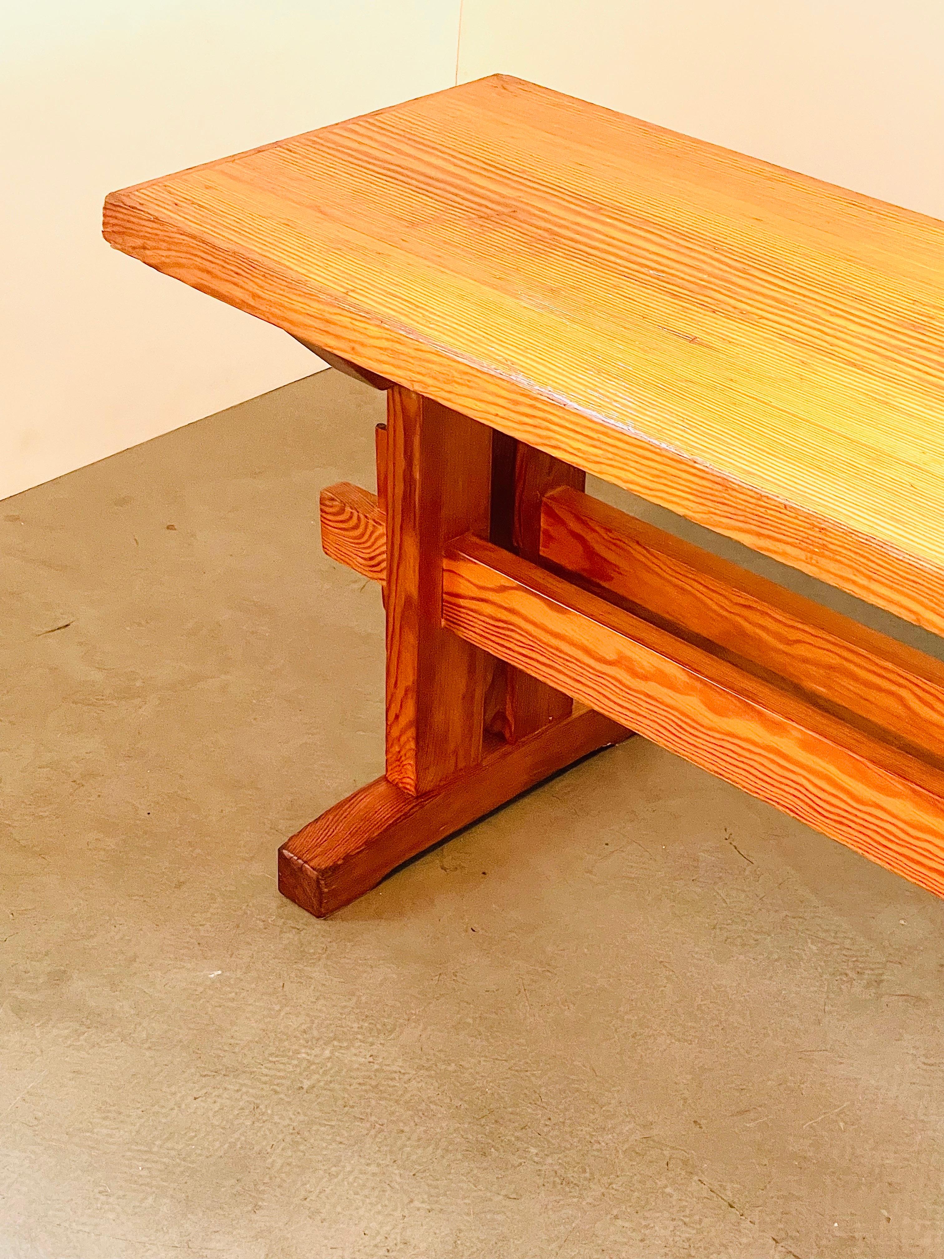 Late 20th Century Solid Pine Bench  For Sale