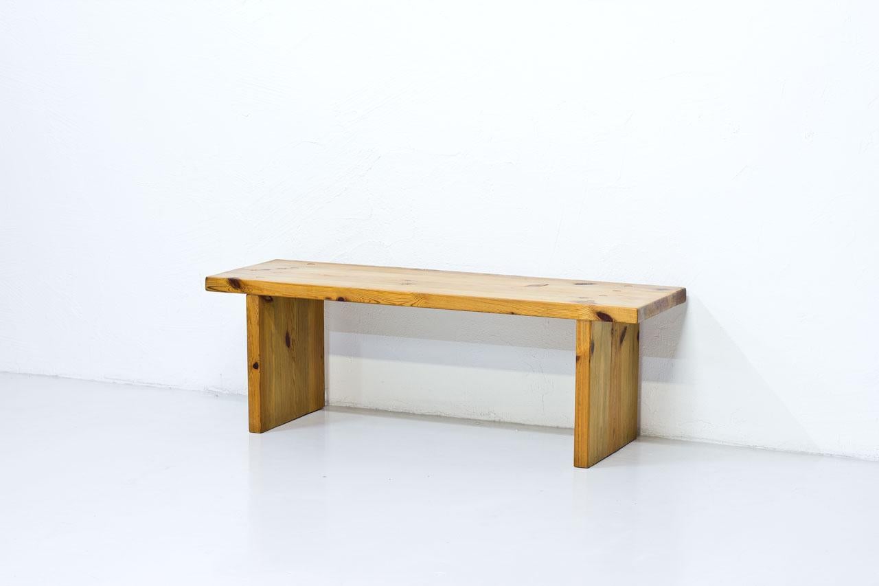 Solid pine bench or table manufactured in Sweden during the 1970s from unknown maker. 
  