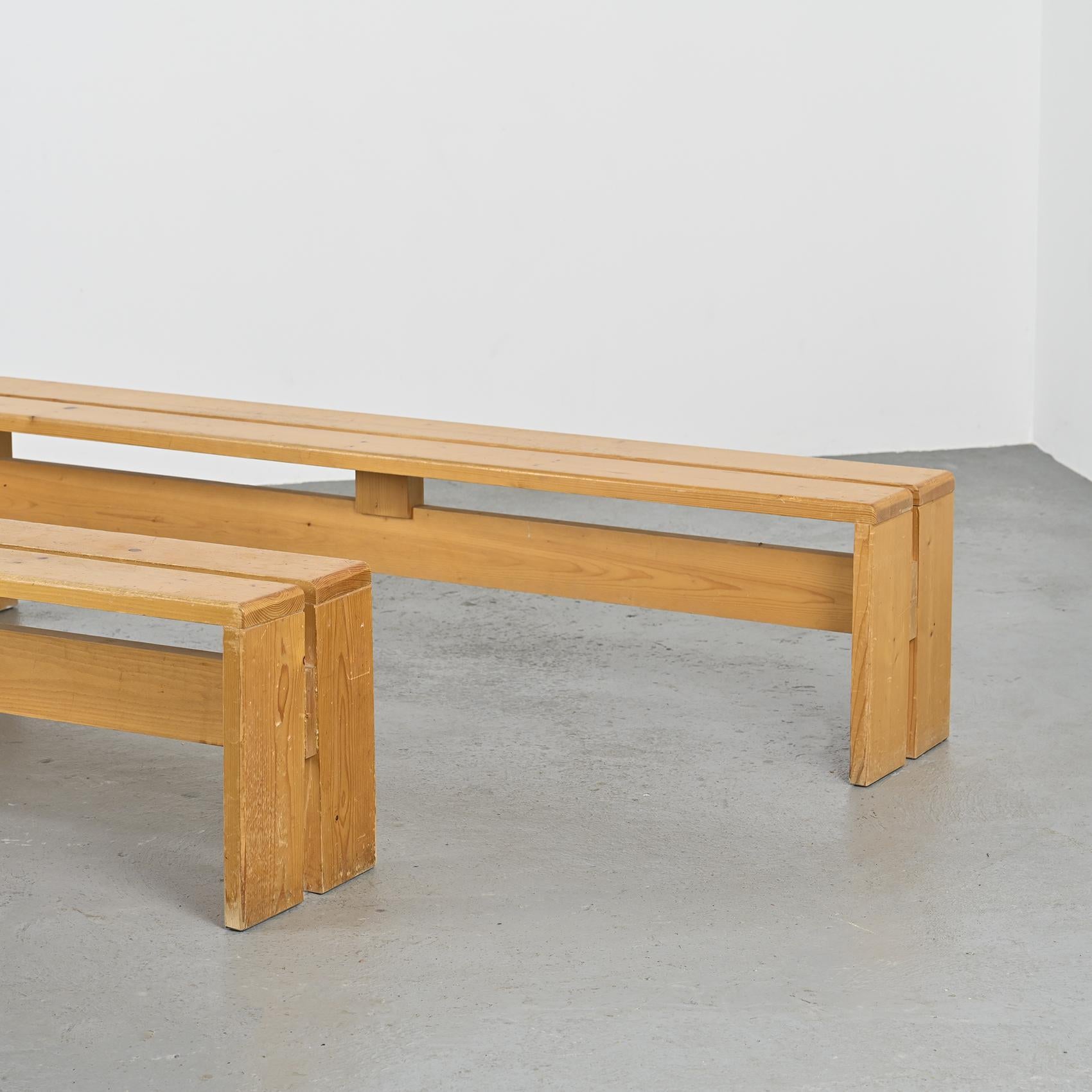 20th Century  Solid Pine Benches from Les Arcs, France, circa 1973  For Sale