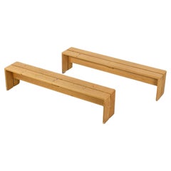  Solid Pine Benches from Les Arcs, France, circa 1973 