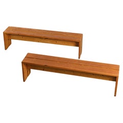 Solid Pine Benches from Les Arcs, France, circa 1973