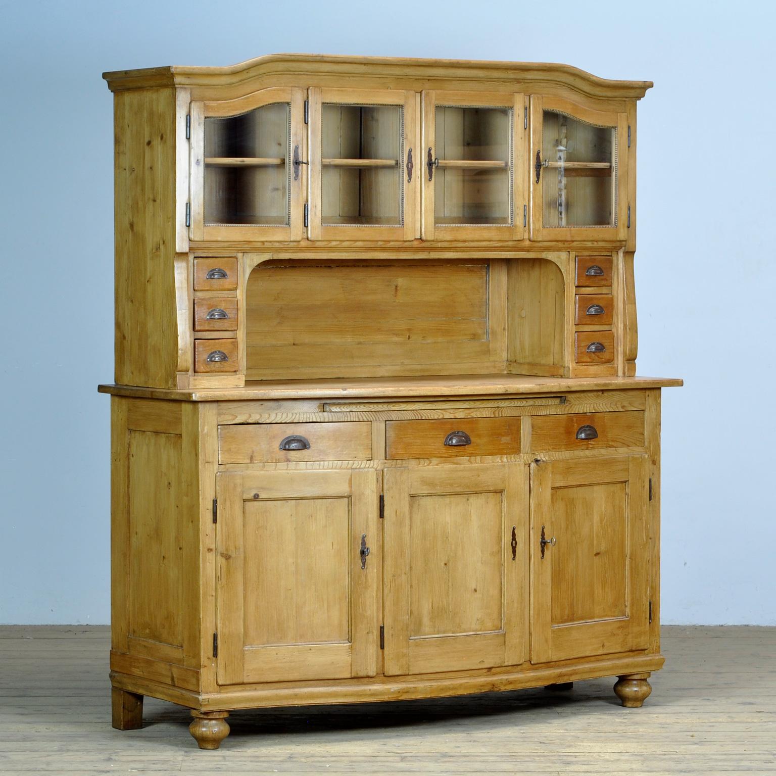 Rustic Solid Pine Bread Cabinet, 1920s