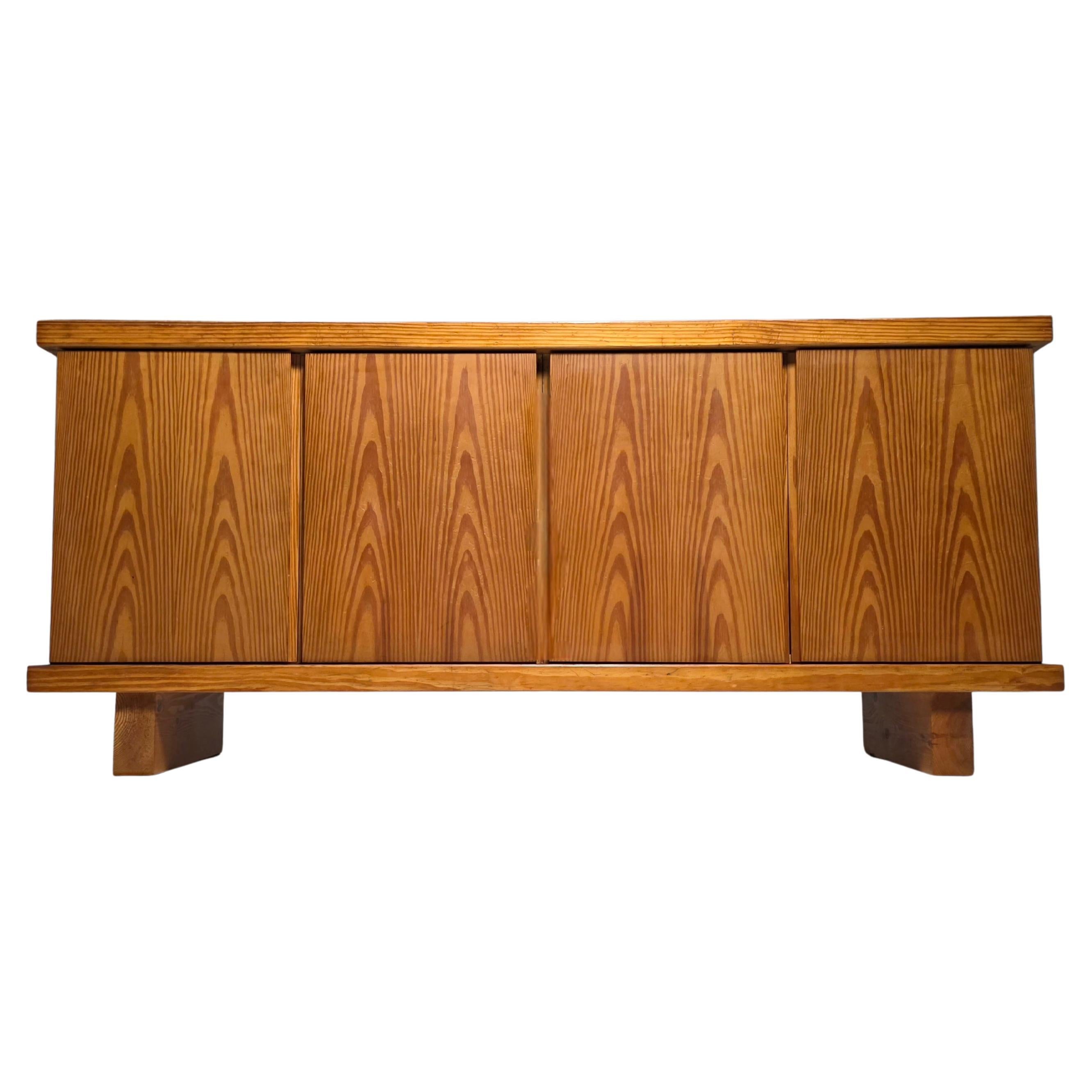 Solid Pine Brutalist sideboard, France 1970s”