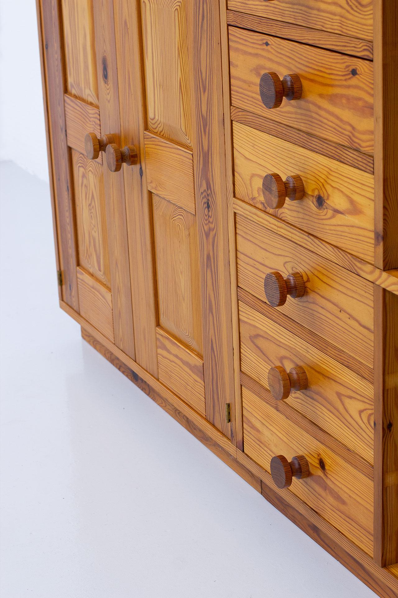 Solid Pine Cabinets, Vitrines & Chest by Luxus, Sweden, 1960s For Sale 2
