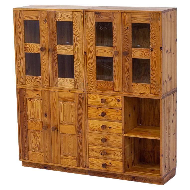 Solid Pine Cabinets, Vitrines & Chest by Luxus, Sweden, 1960s For Sale