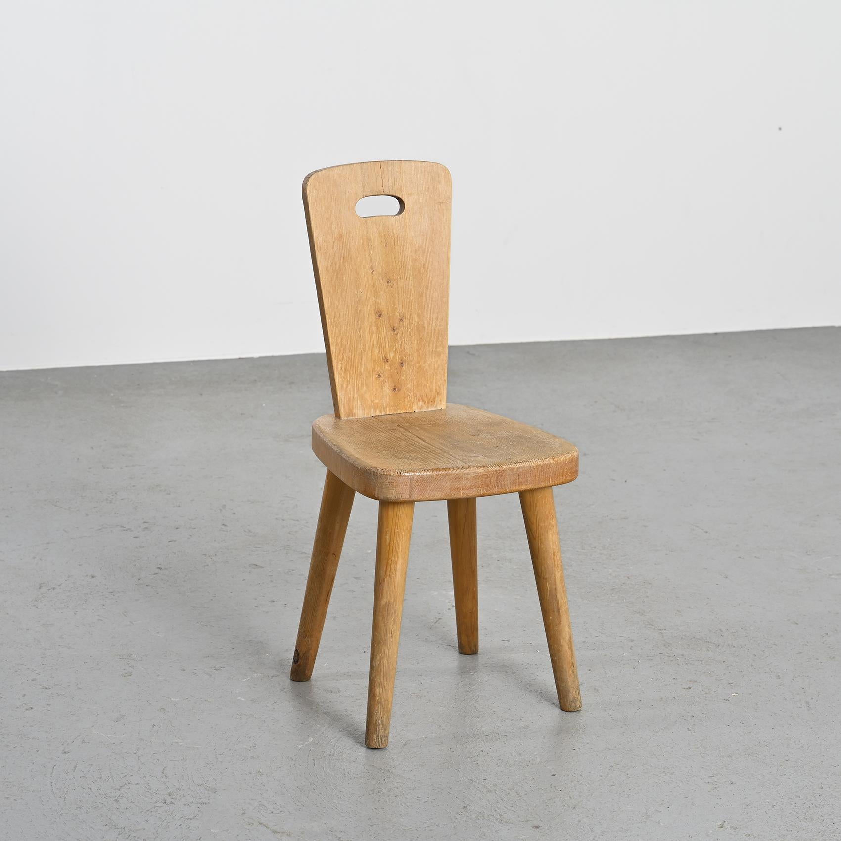 20th Century Solid Pine Chair by Christian Durupt, Meribel 1960 For Sale