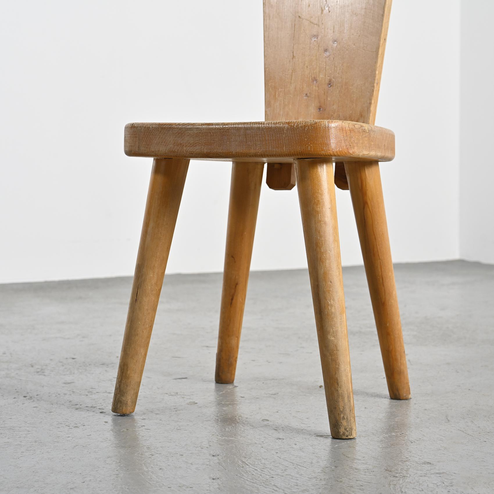 Solid Pine Chair by Christian Durupt, Meribel 1960 For Sale 1