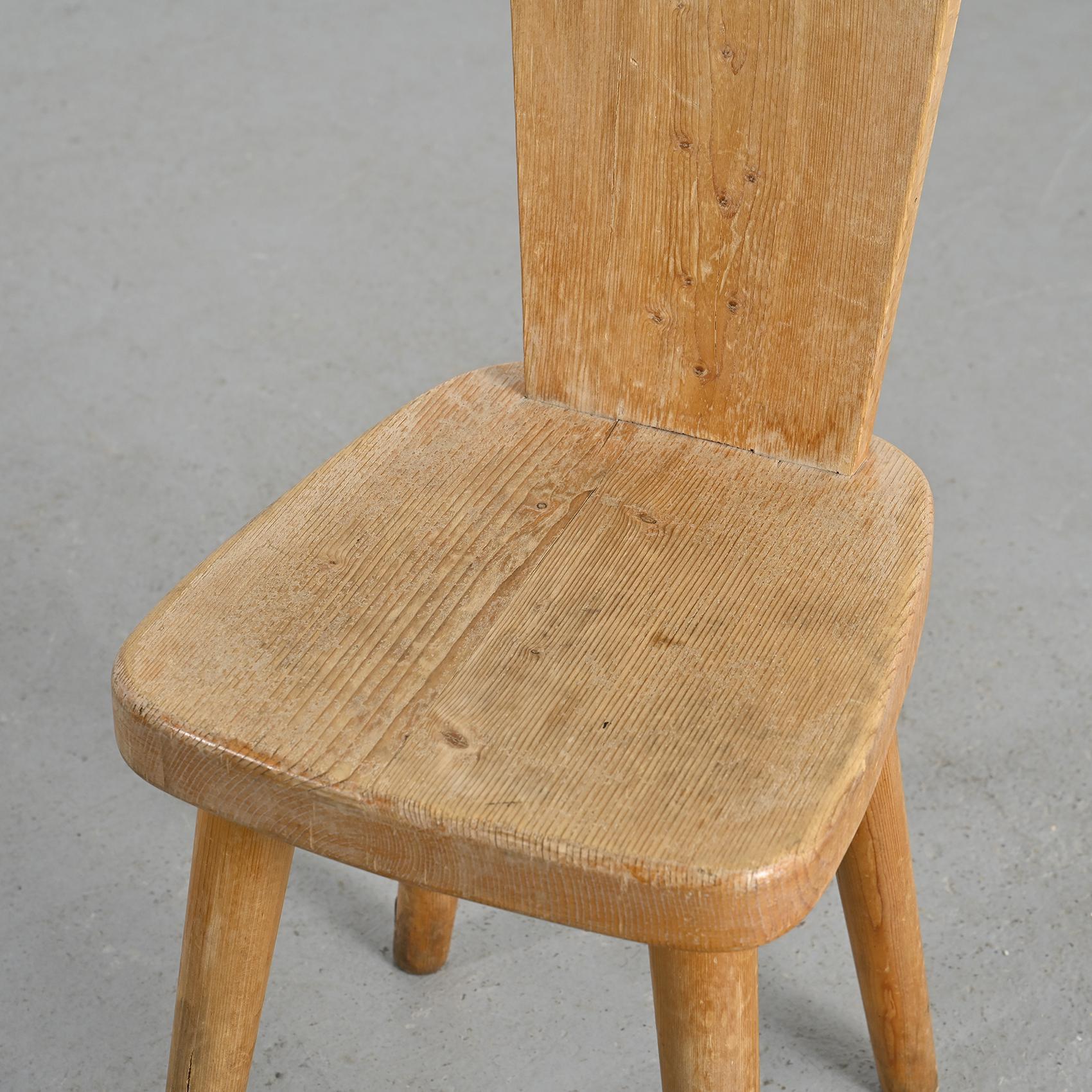 Solid Pine Chair by Christian Durupt, Meribel 1960 For Sale 3