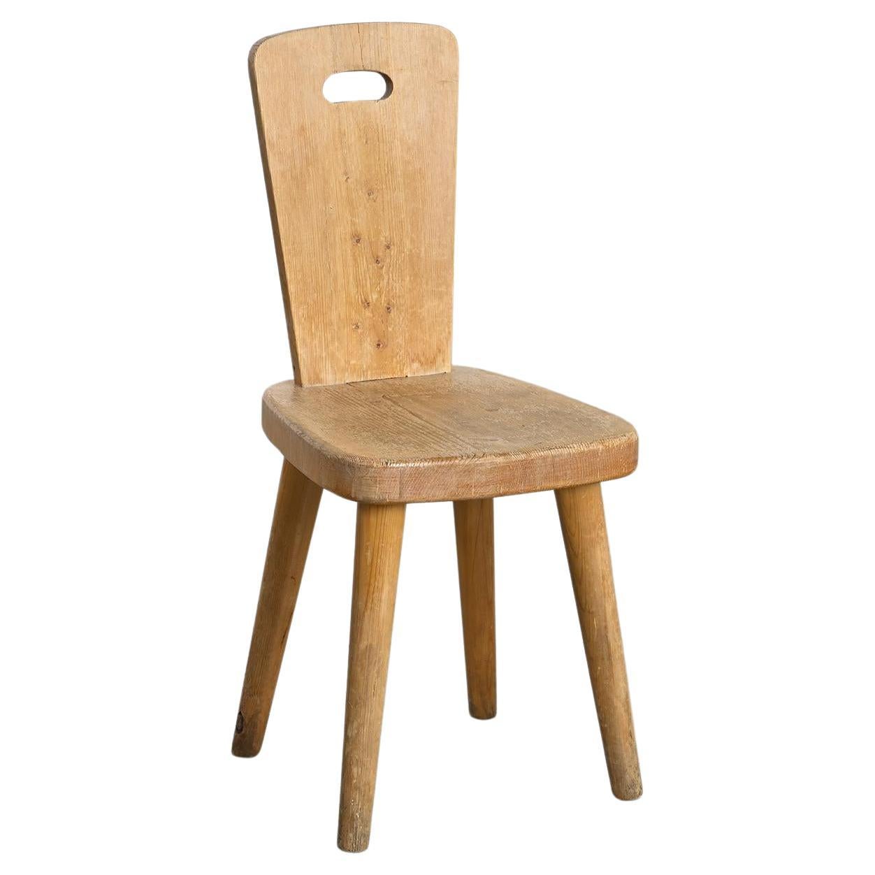 Solid Pine Chair by Christian Durupt, Meribel 1960 For Sale