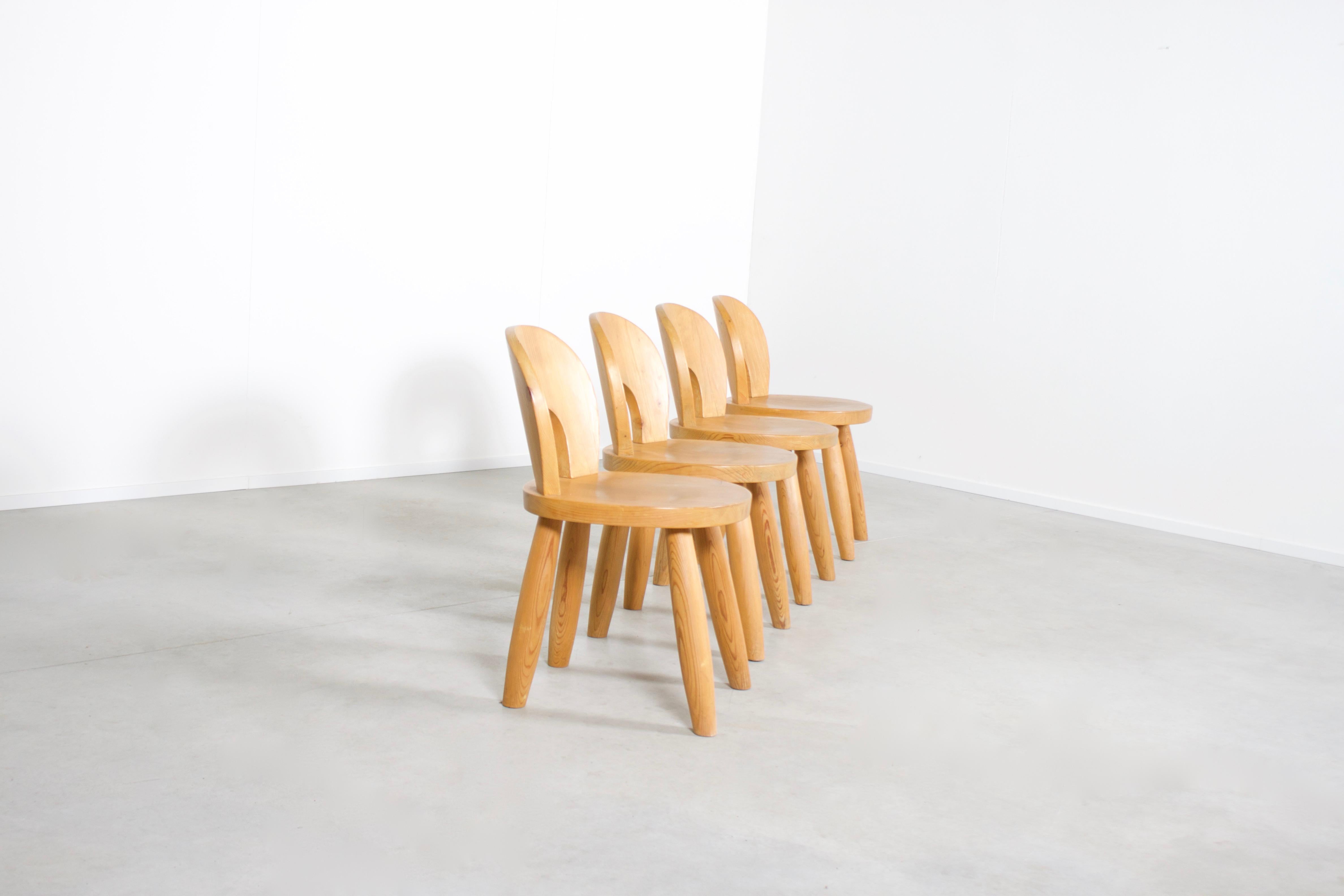 Austrian Solid Pine Chairs by Gebrüder Thonet Vienna, 1970s
