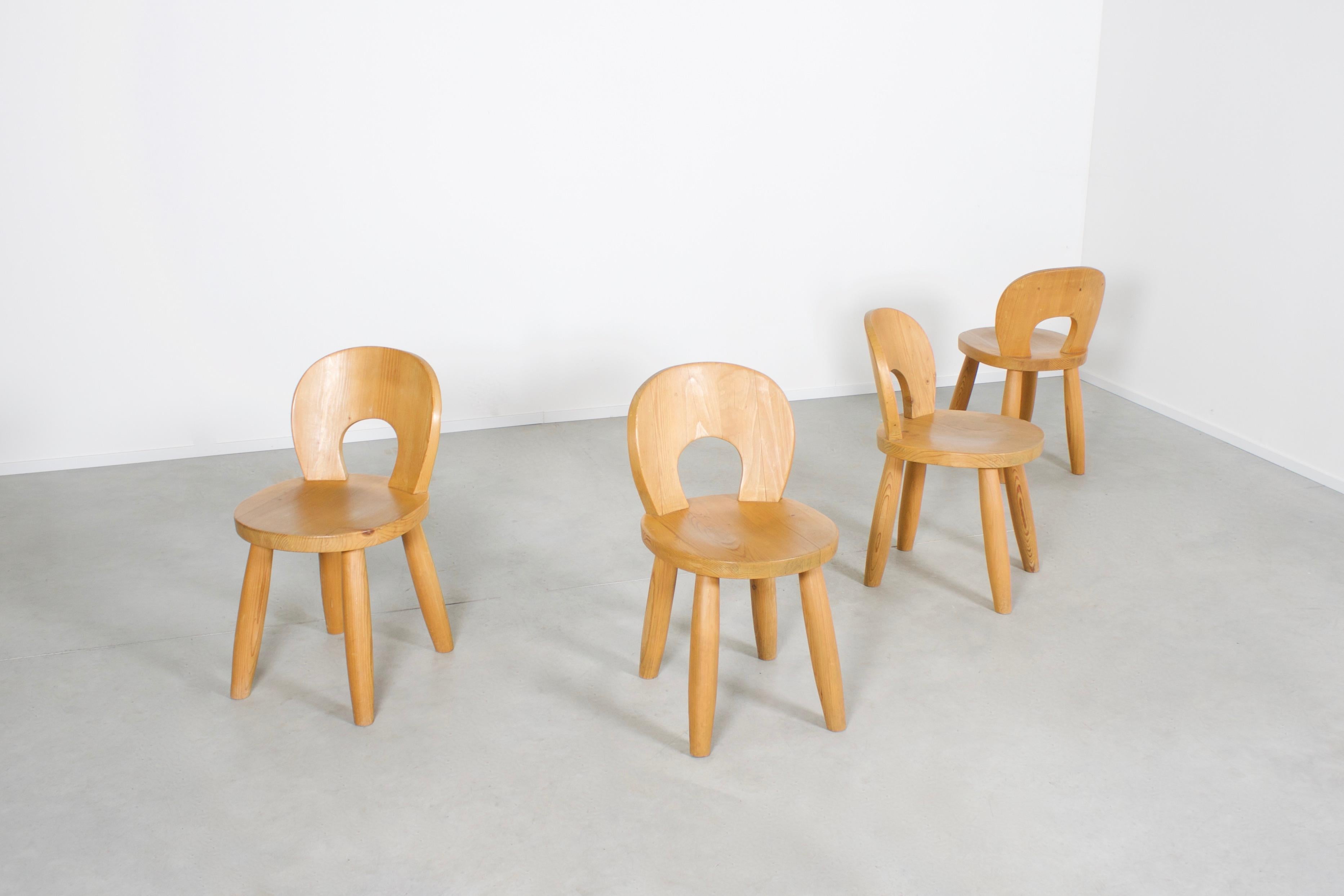 Solid Pine Chairs by Gebrüder Thonet Vienna, 1970s In Good Condition In Echt, NL