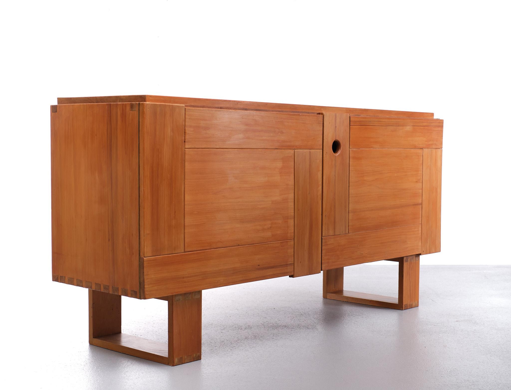 Solid Pine Credenza Charlotte Perriand Style 1950s 5