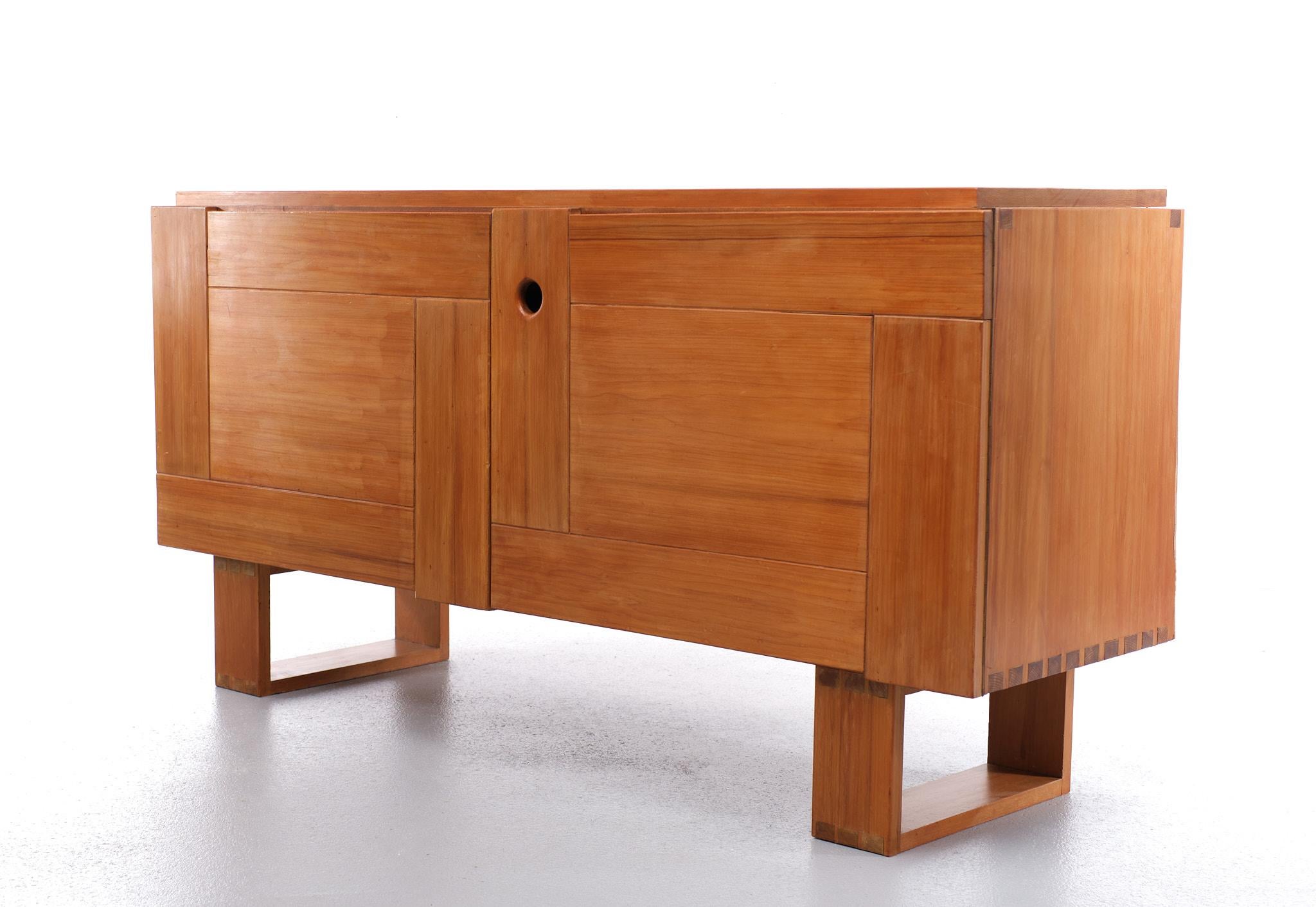 Solid Pine Credenza Charlotte Perriand Style 1950s 7