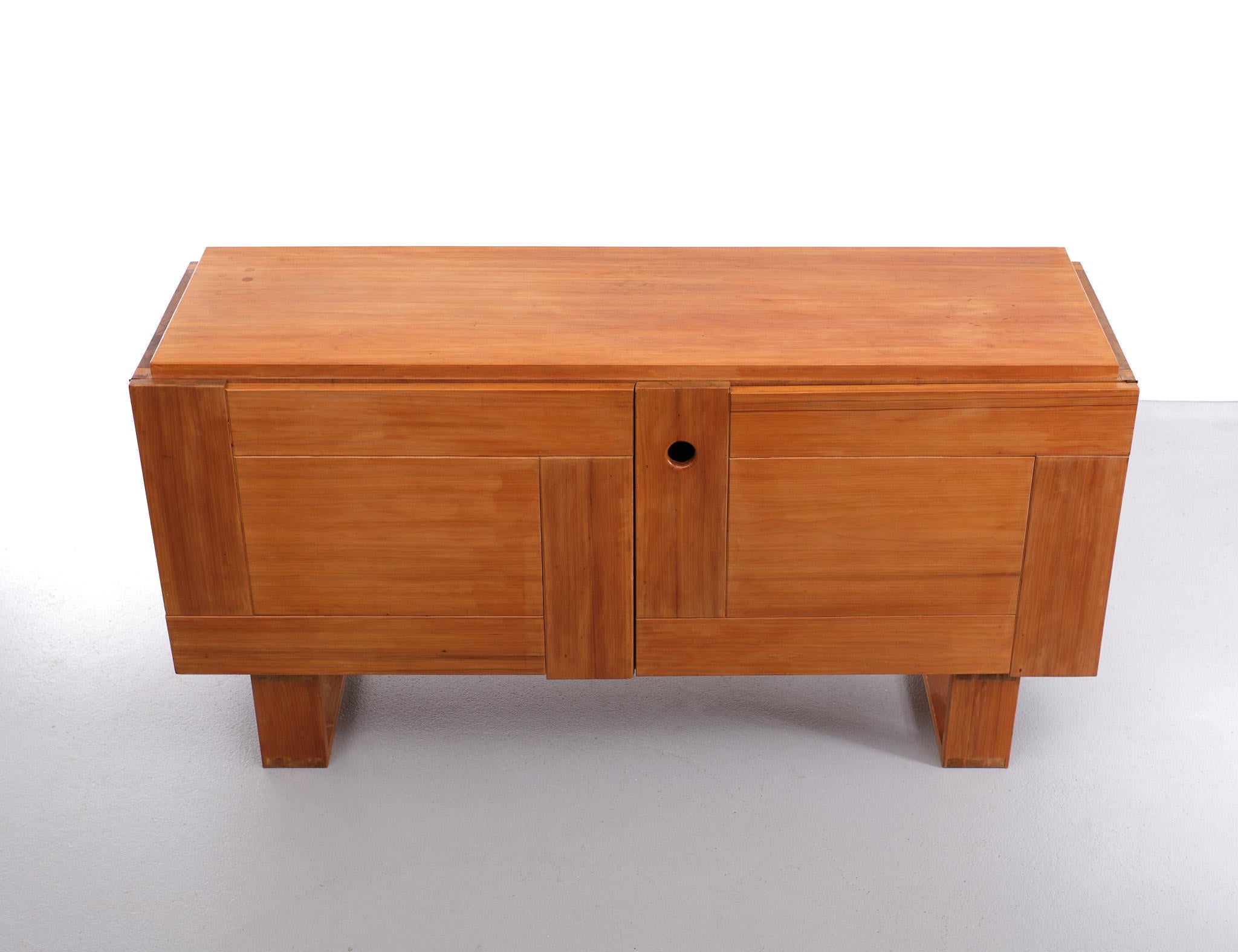Mid-Century Modern Solid Pine Credenza Charlotte Perriand Style 1950s