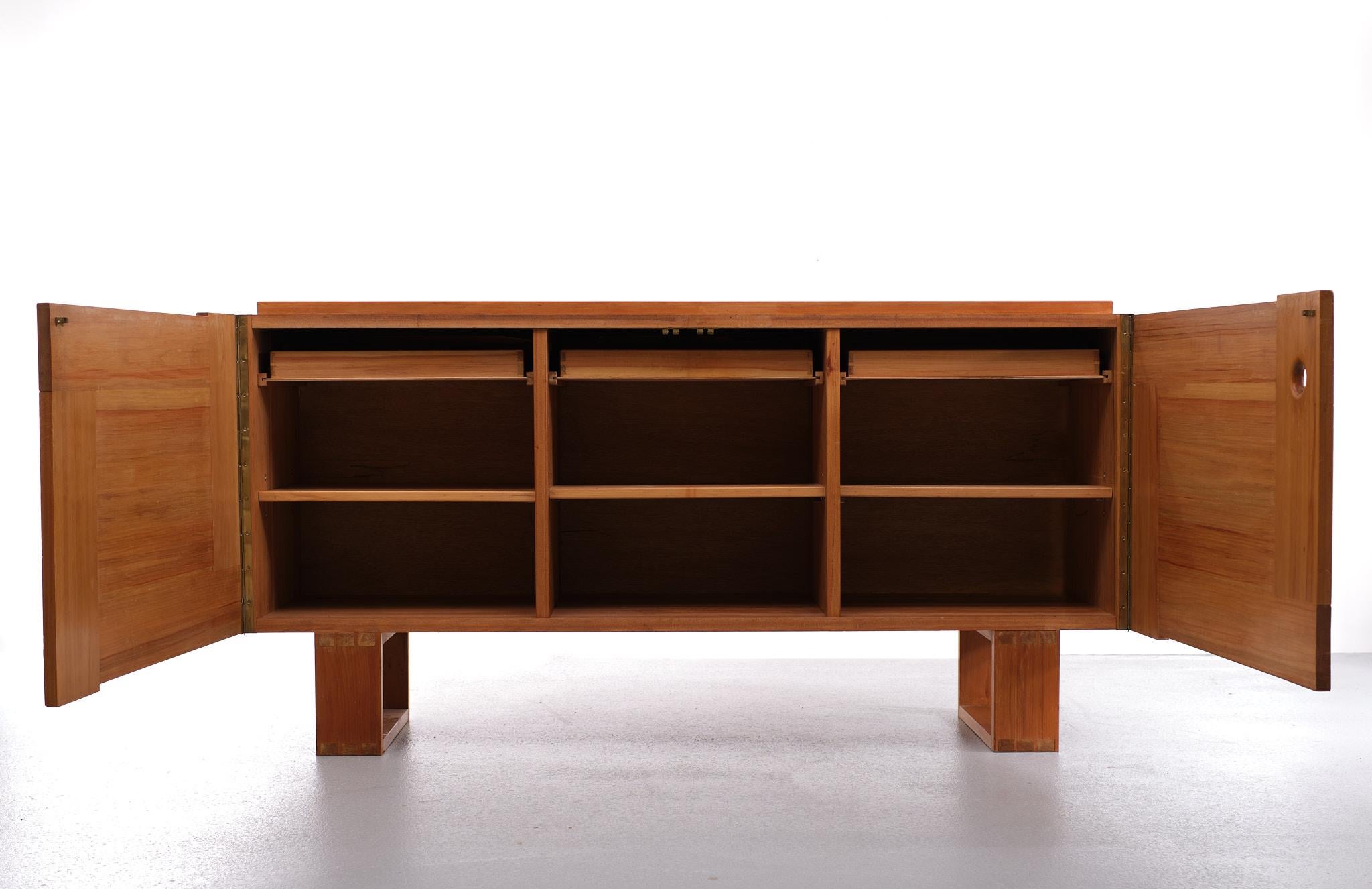 Solid Pine Credenza Charlotte Perriand Style 1950s 1