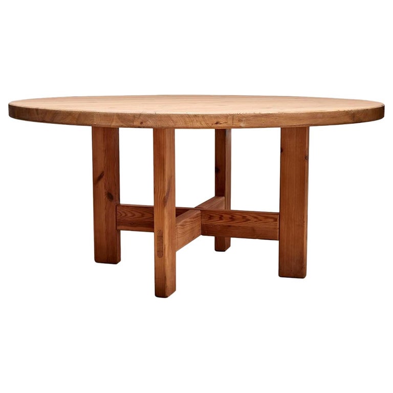 Solid Pine Dining Table By Roland, Round Table Anderson