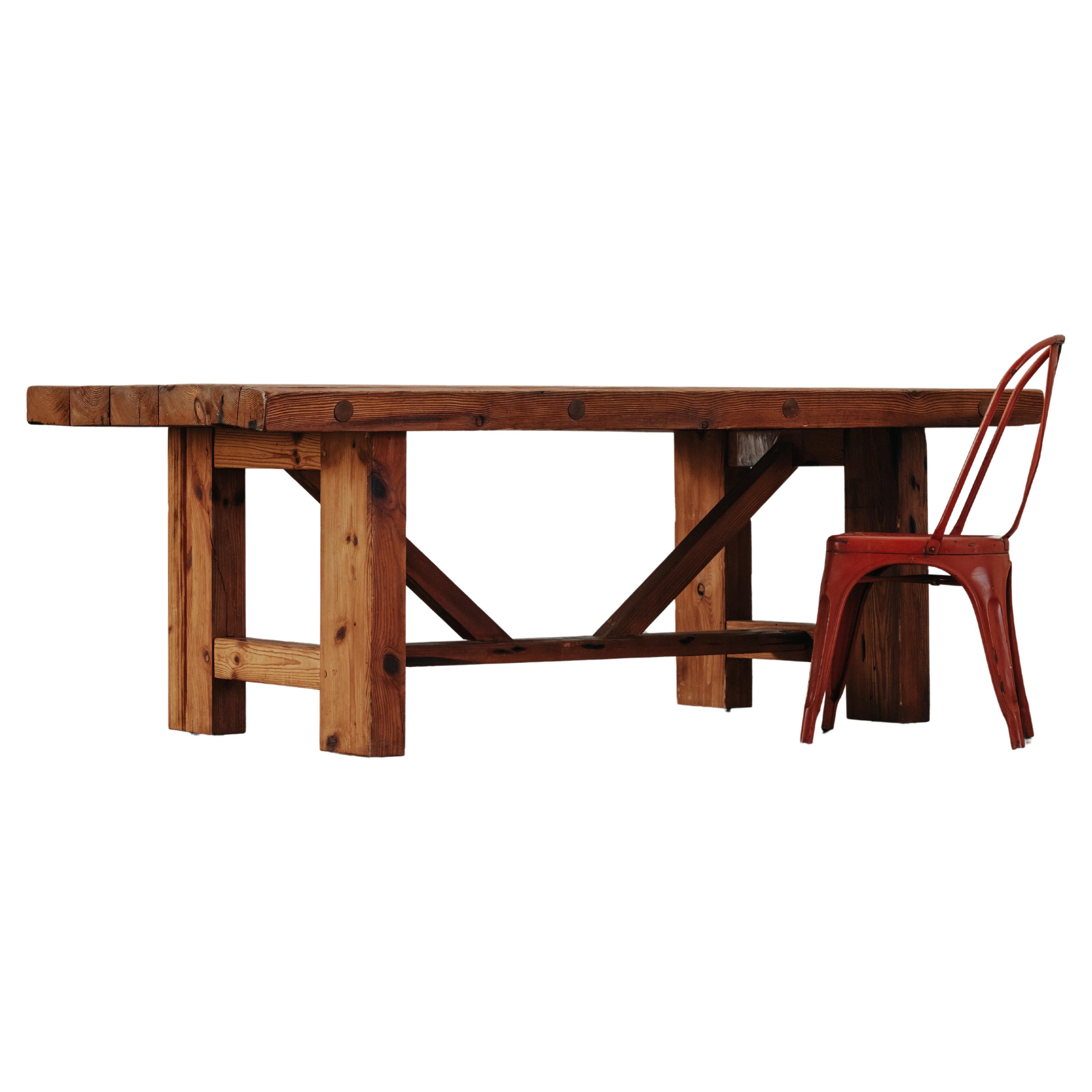 Solid Pine Dining Table From Denmark, Circa 1960 For Sale